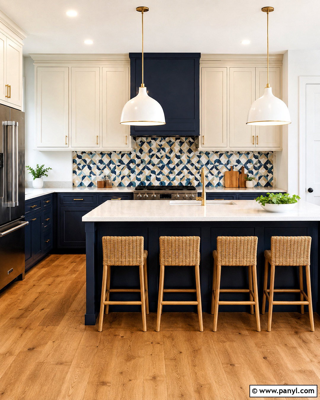 Blue Kitchen With Patterned Backsplash - 20 blue kitchens ideas