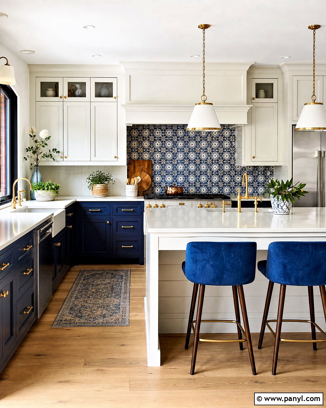 Blue Kitchen With Patterned Backsplash - 20 blue kitchen designs