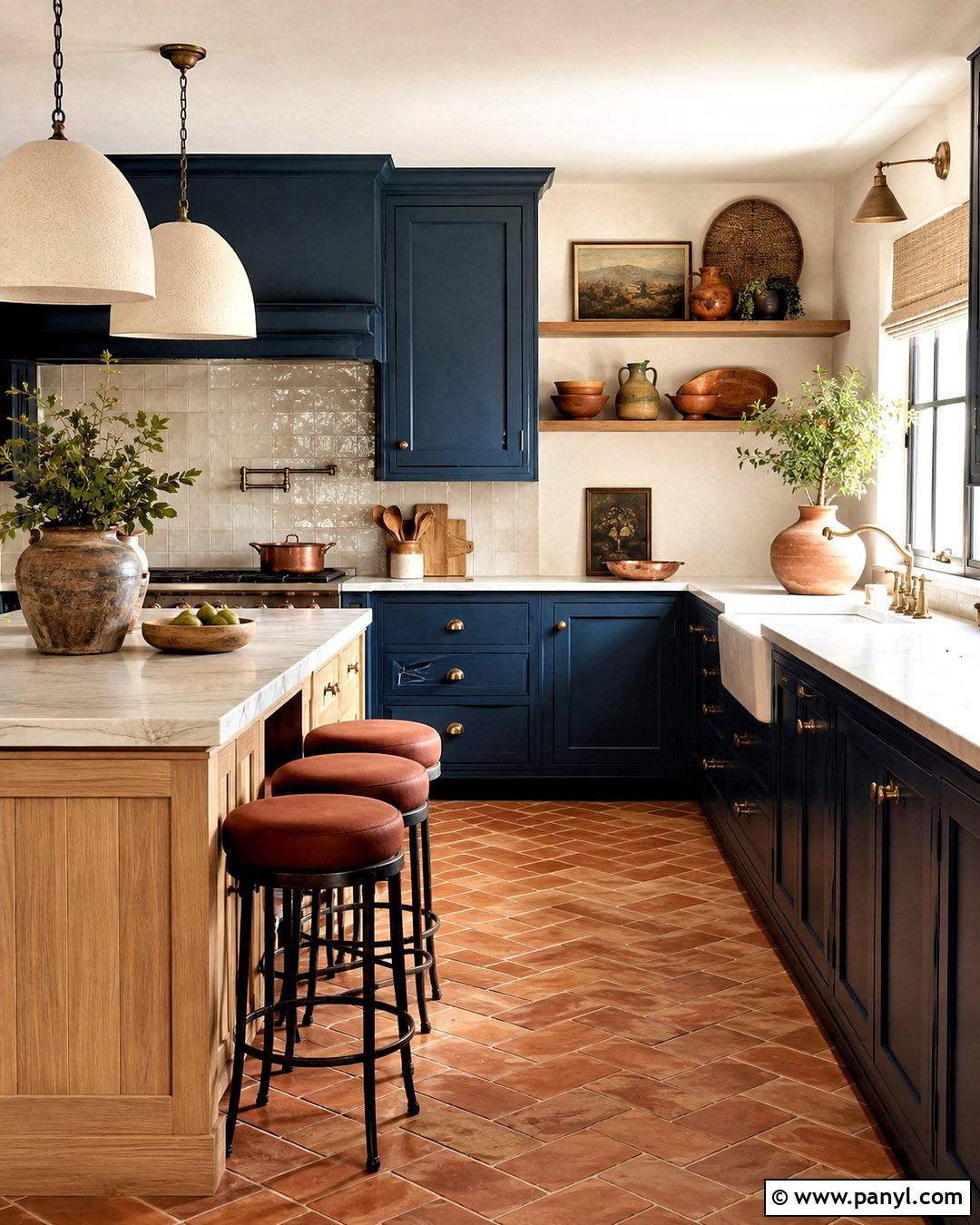 Blue Kitchen With Terracotta Accents - 20 moody blue kitchen ideas