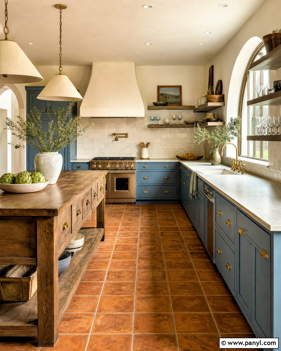 Blue Kitchen With Terracotta Tile - 20 blue kitchen inspiration ideas