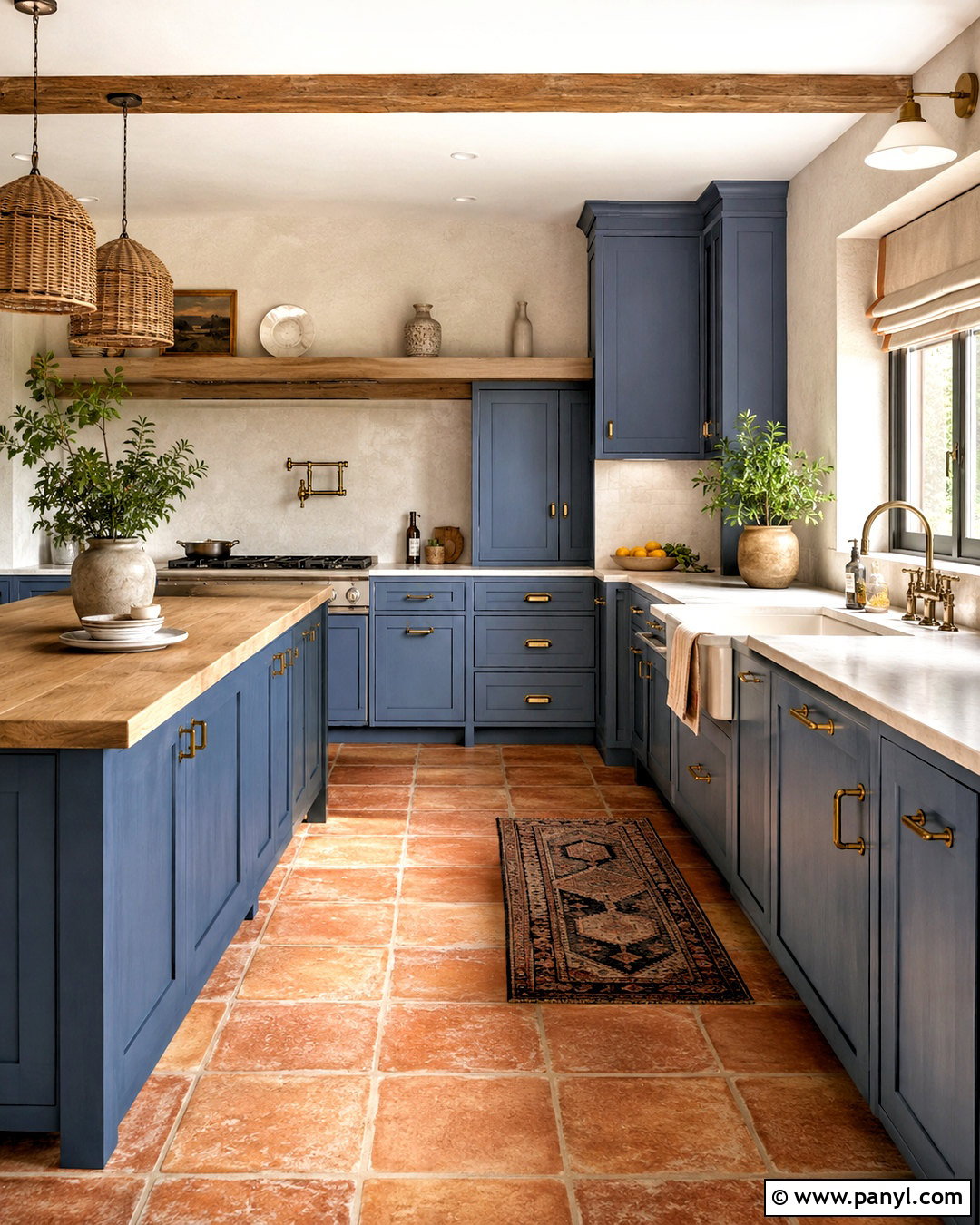 Blue Kitchen With Terracotta Tile - 20 blue kitchen ideas