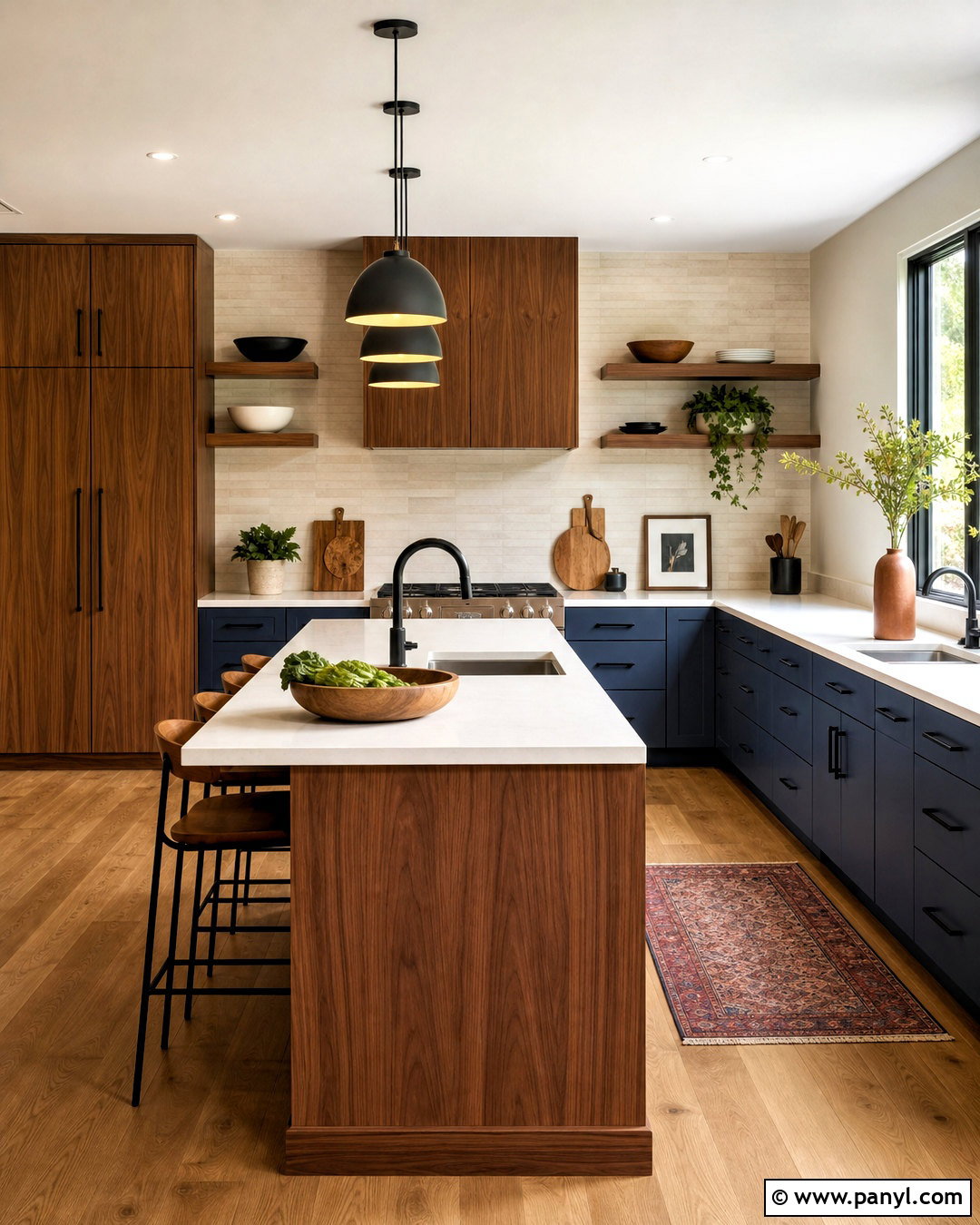 Blue Kitchen With Walnut Cabinets - 20 blue kitchen inspiration ideas