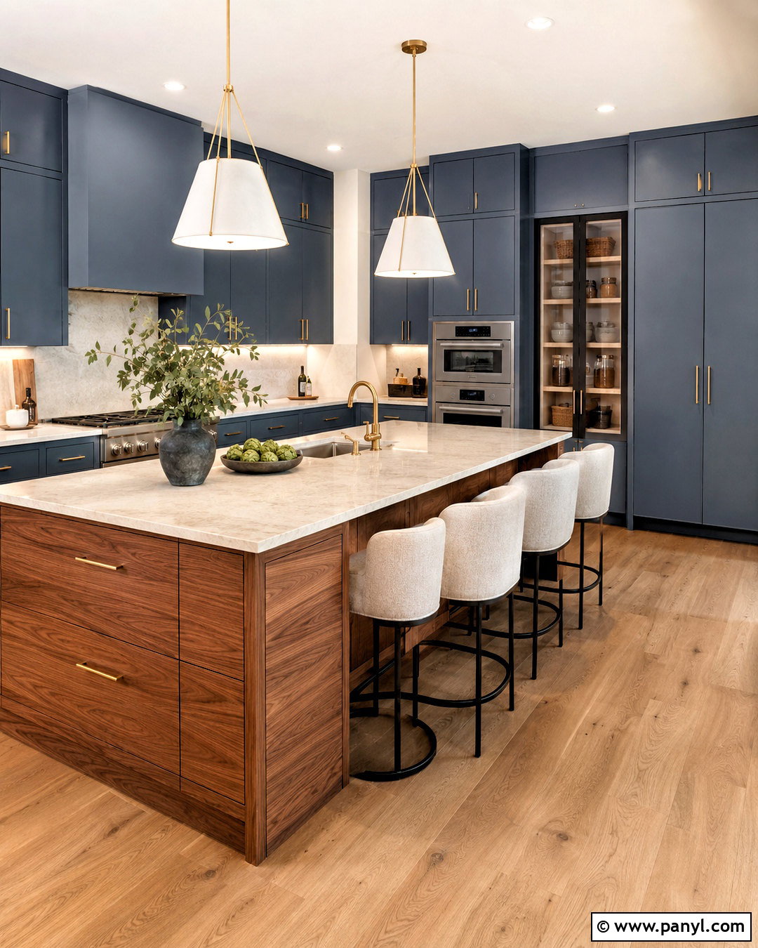 Blue Kitchen With Walnut Island - 20 blue kitchens ideas