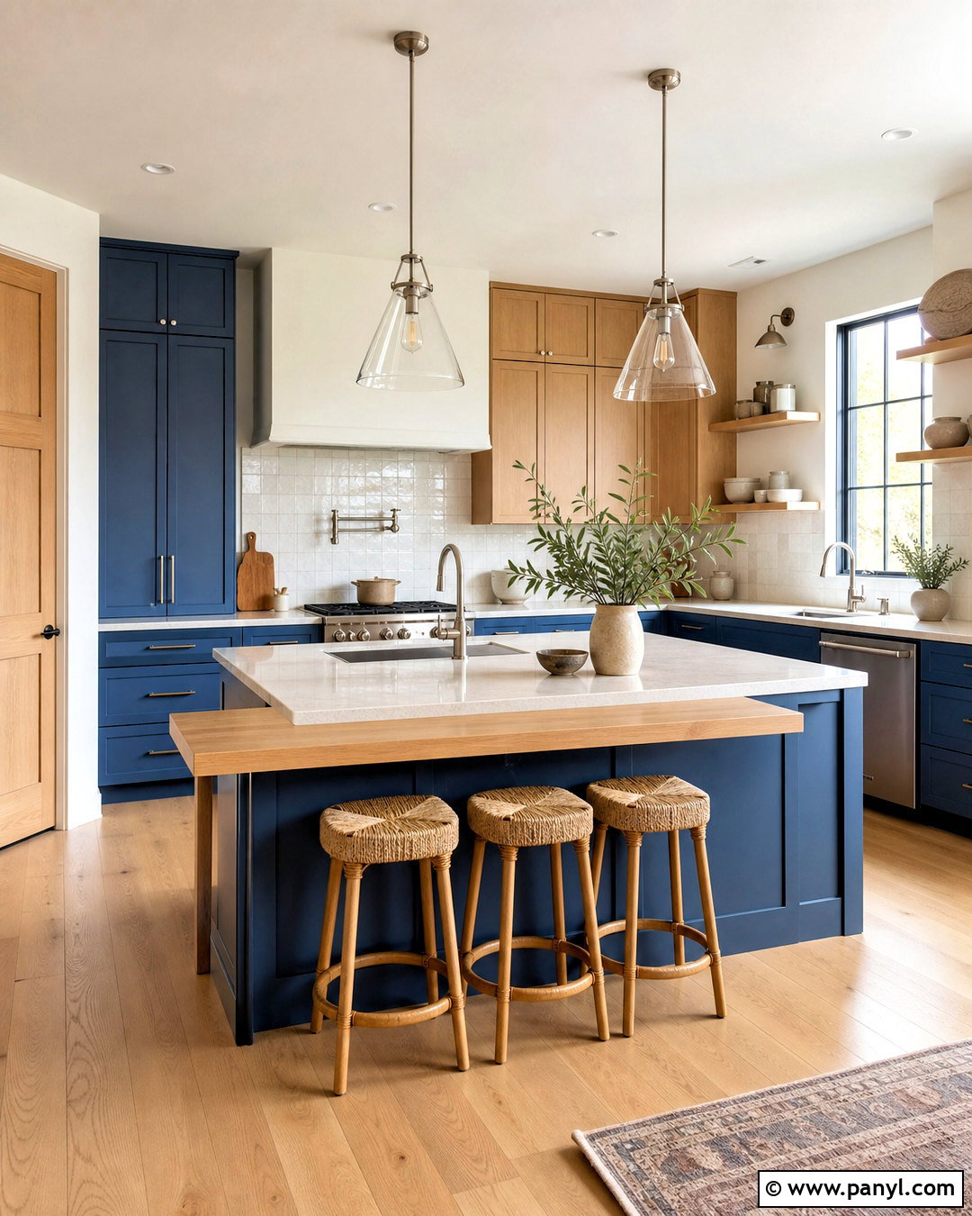 Blue Kitchen With Wood Cabinets - 20 blue kitchen interior ideas
