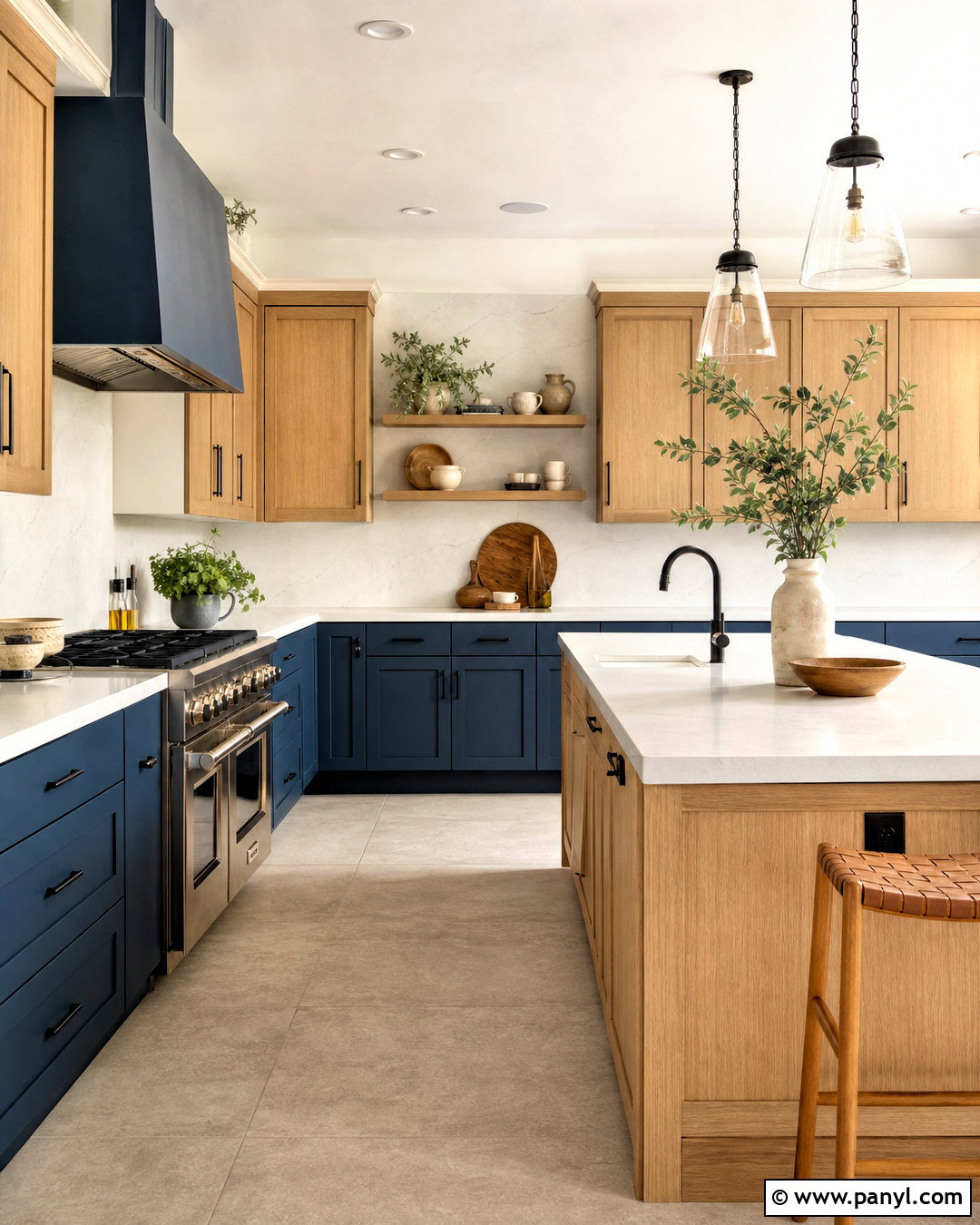 Blue Kitchen With Wood Cabinets - 20 blue kitchen designs