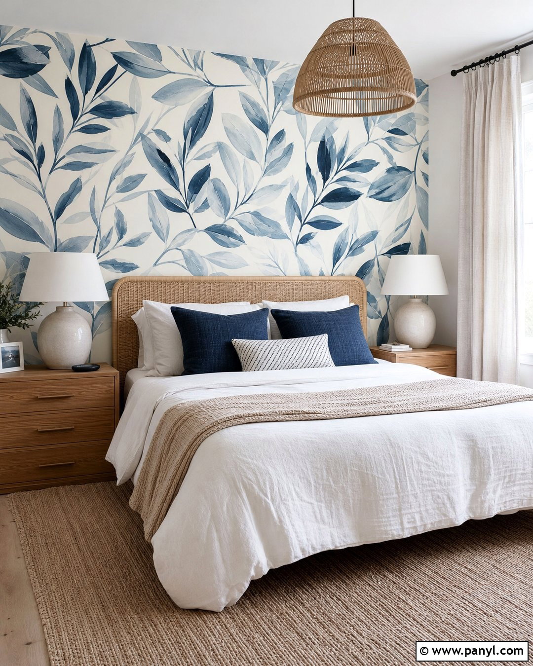 Blue Leaf Bedroom Wall - 20 Wall Paint Leaves