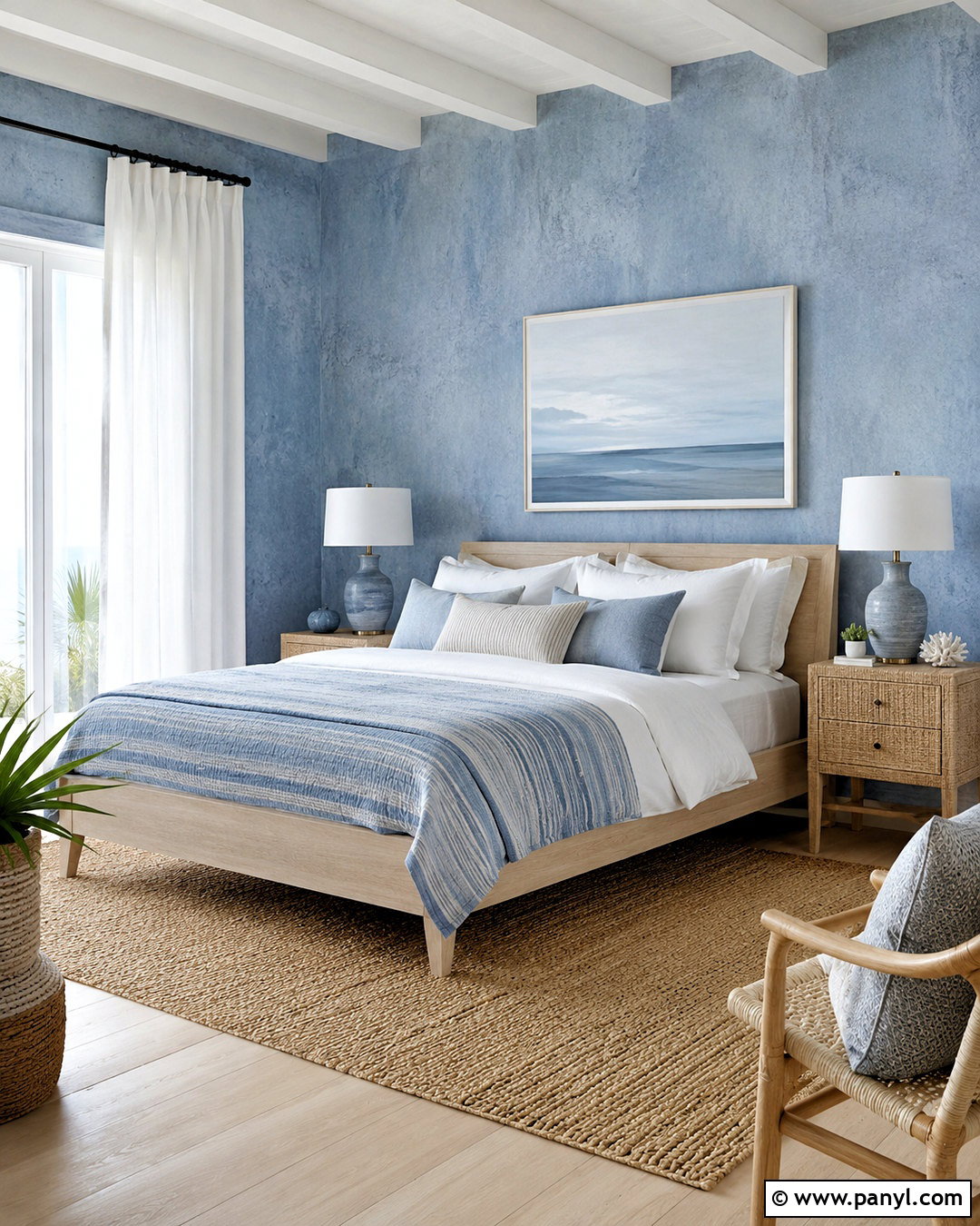 Blue Limewash Coastal Bedroom - 20 limewash paint texture ideas