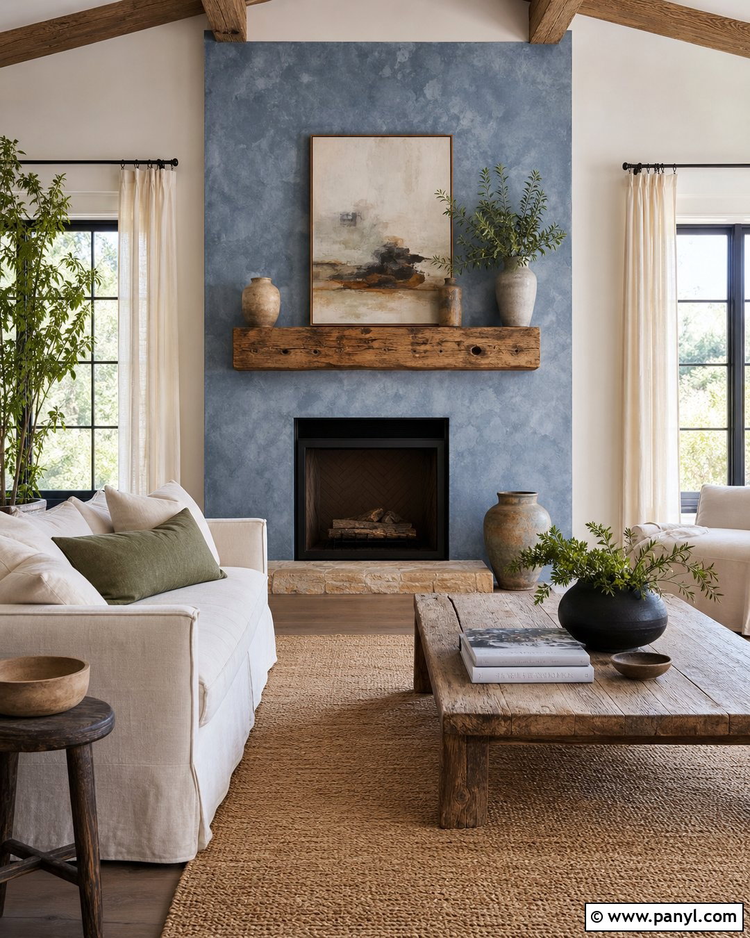 Blue Limewash Fireplace Wall - 30 blue fireplace wall ideas
