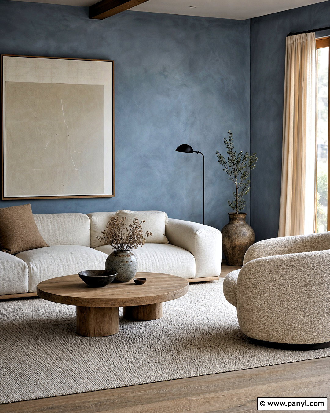 Blue Limewash Living Room Wall - 20 blue wall design ideas