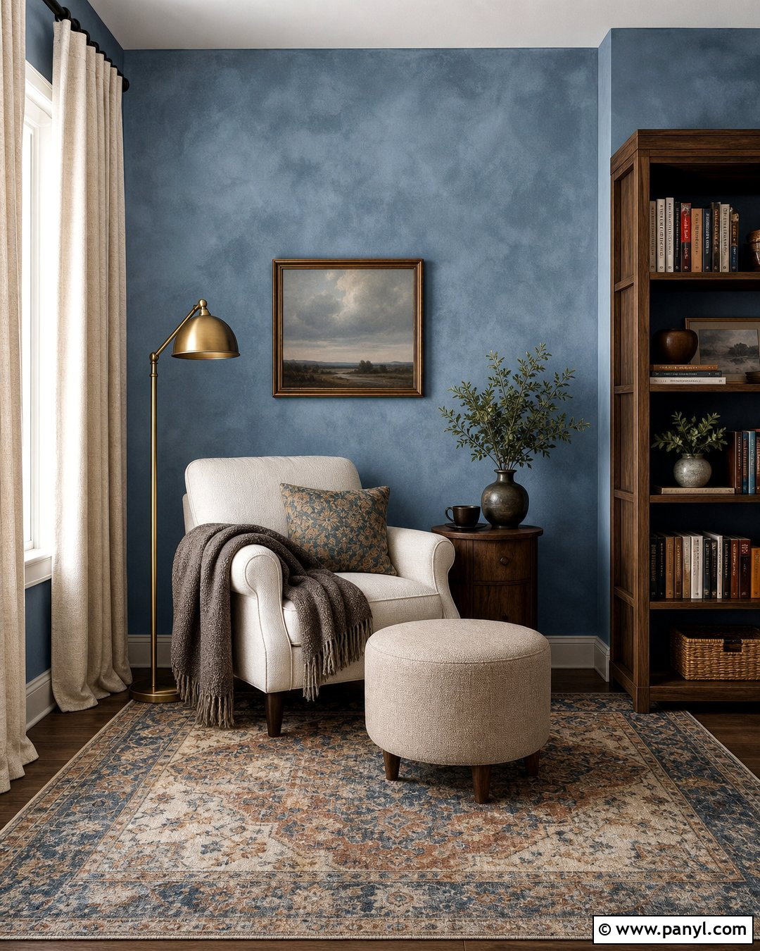 Blue Limewash Reading Nook Wall - 20 Accent Blue Wall Ideas