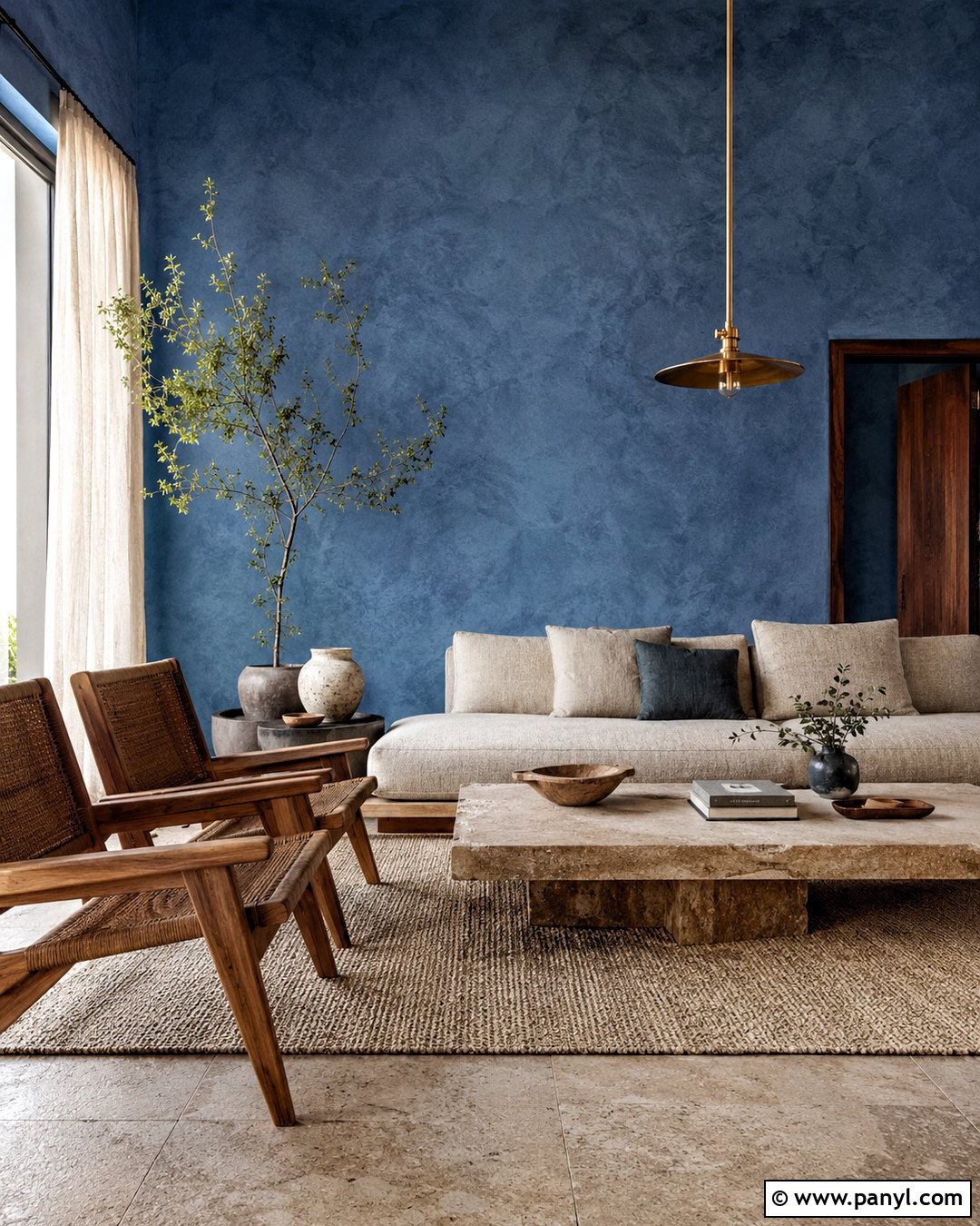 Blue Limewash Wall - 40 blue wall paint ideas