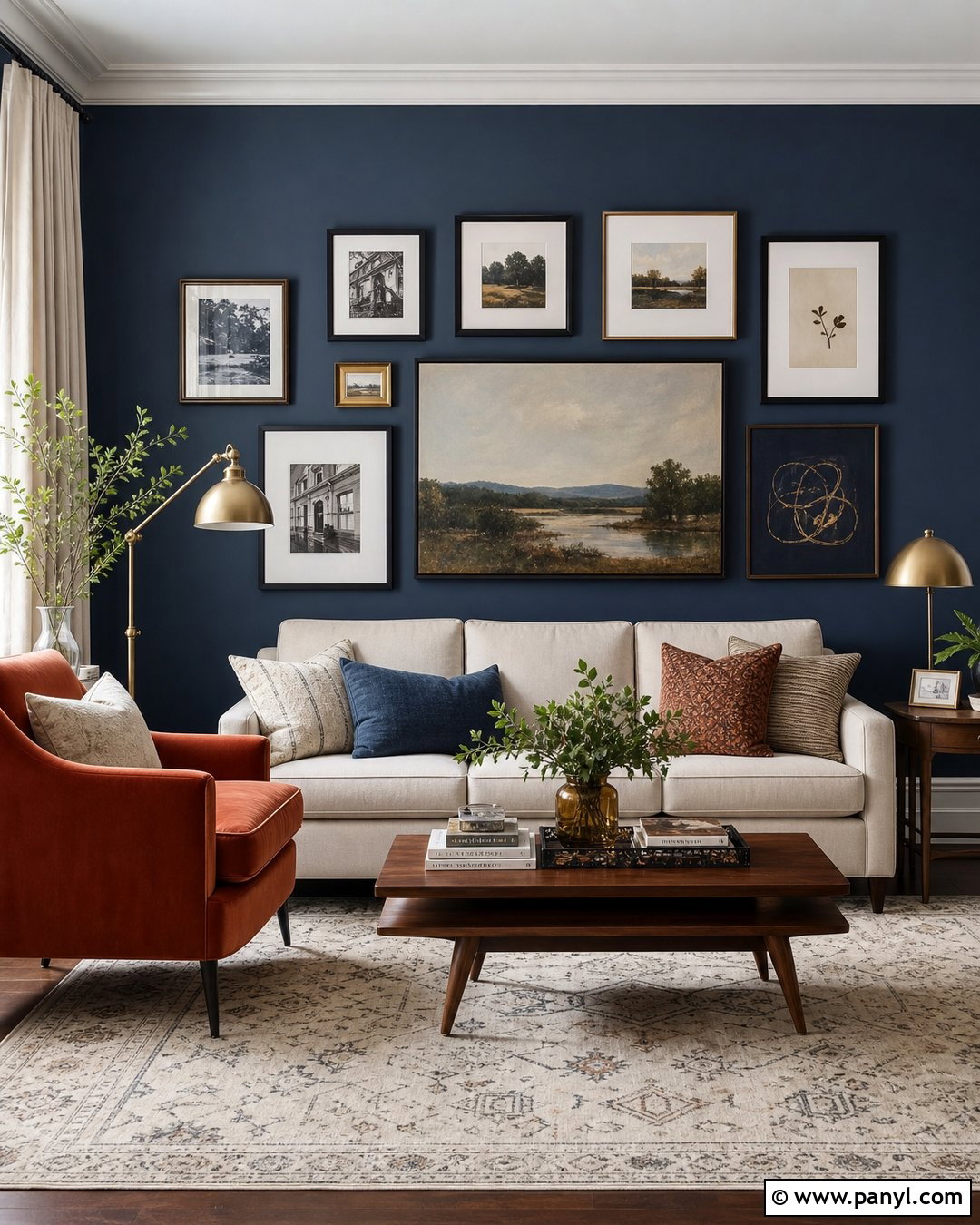Blue Living Room Gallery Wall - 50 blue walls