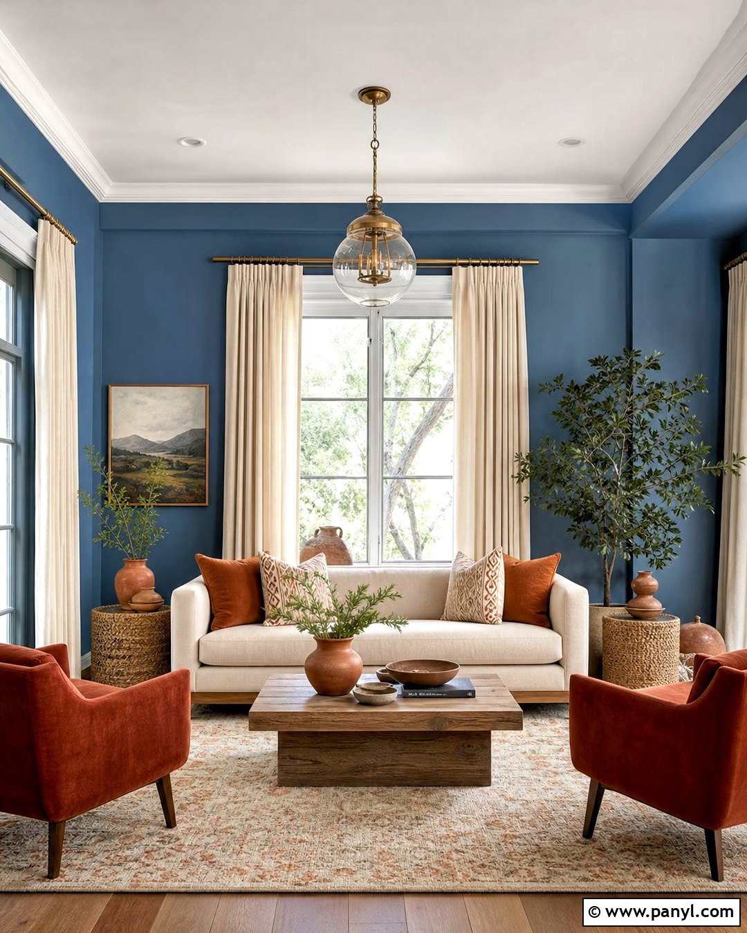 Blue Living Room Walls With Terracotta Decor - 20 blue living room walls