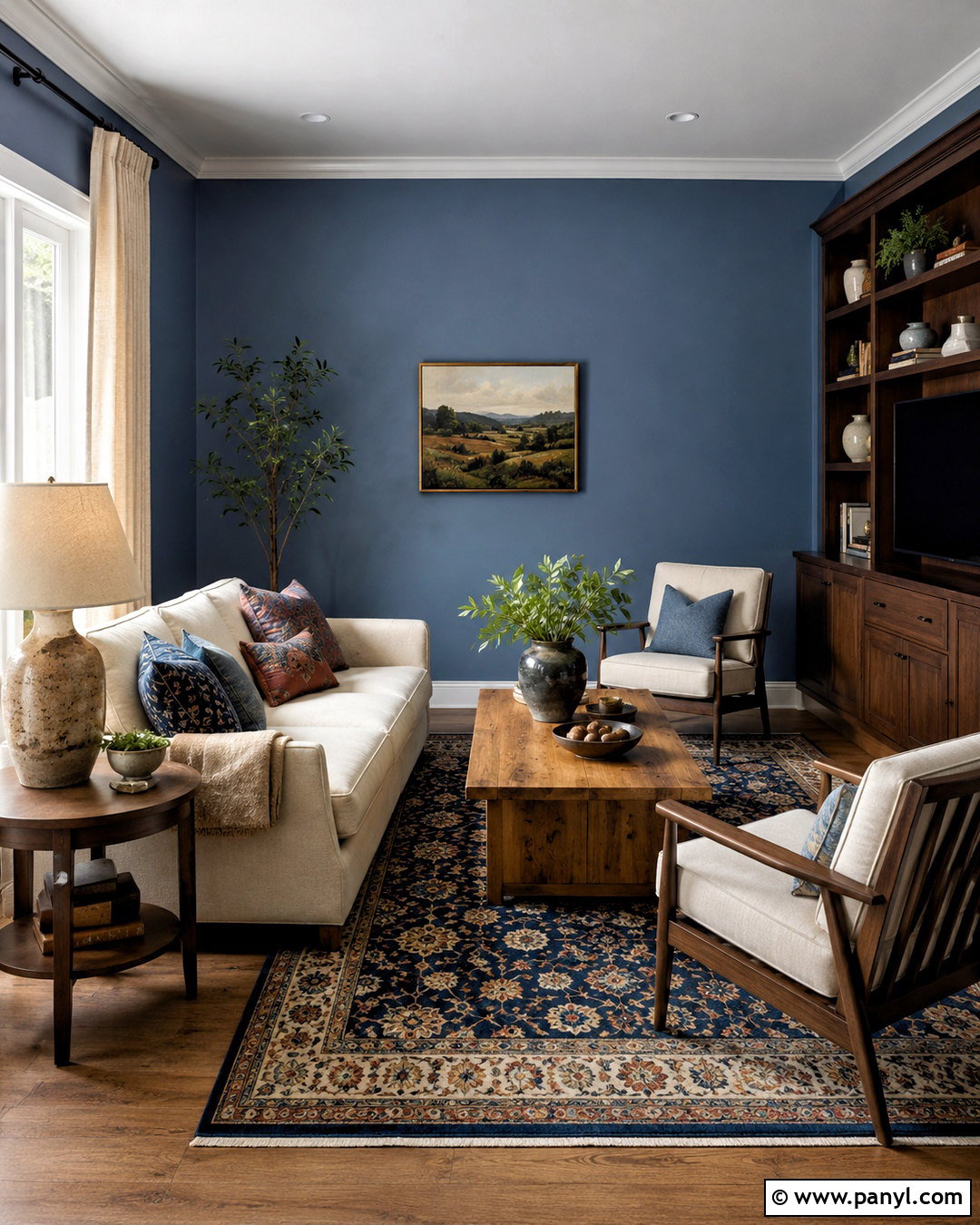 Blue Living Room With Wood Furniture - 20 blue paint living room ideas
