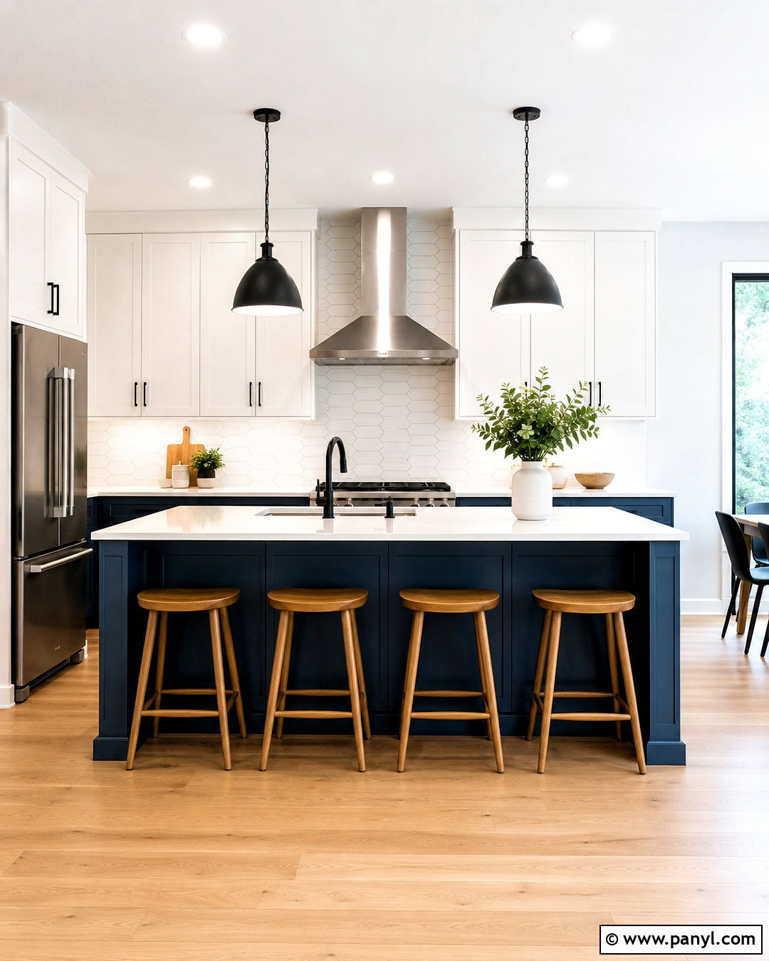 Blue Lower Cabinets With Matte Black Hardware - 20 blue lower cabinets white upper ideas