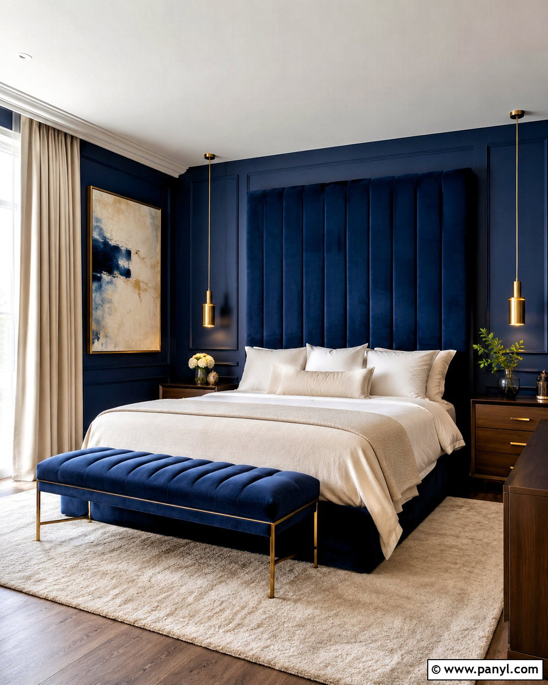 Blue Luxury Bedroom With Velvet - 20 blue bedroom design ideas