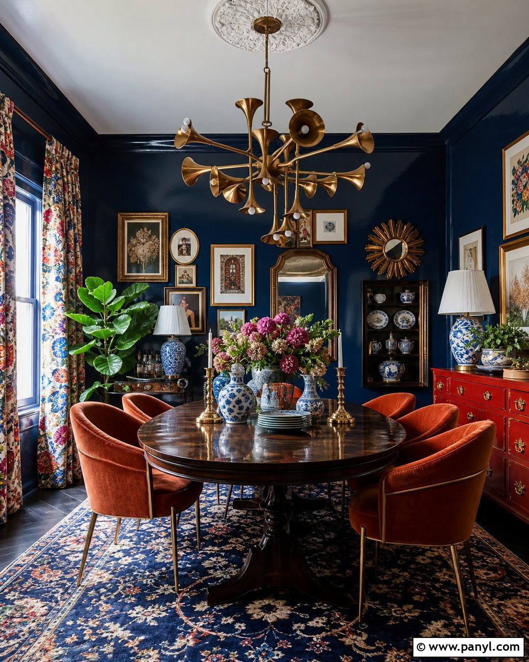 Blue Maximalist Dining Room - 30 blue walls room ideas