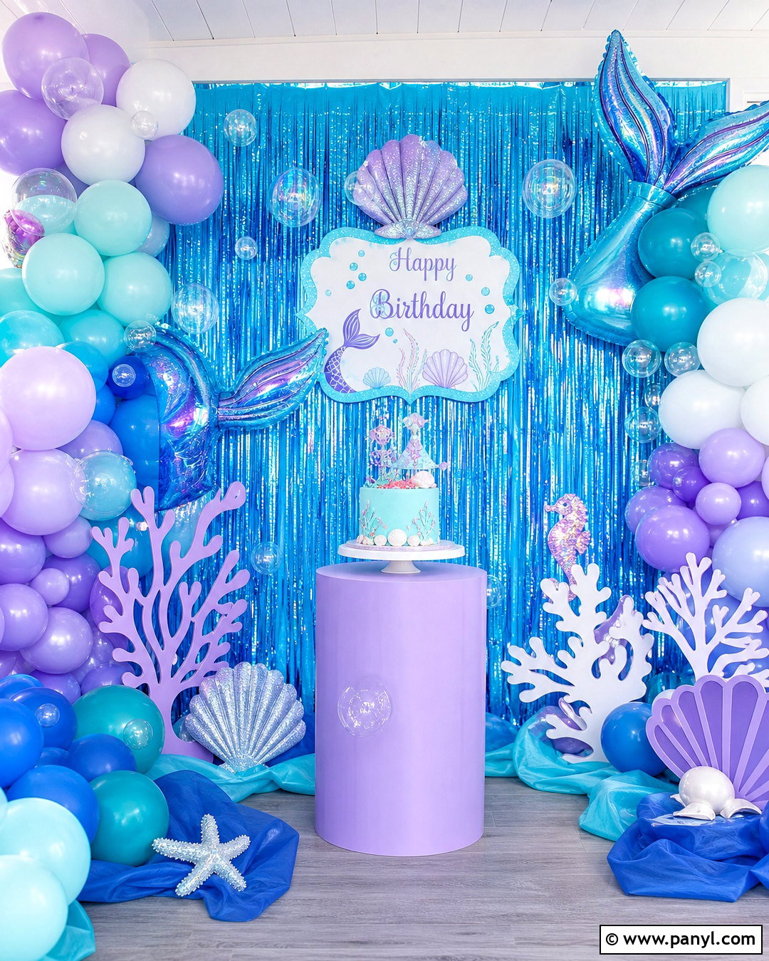 Blue Mermaid Foil Curtain Backdrop - 20 foil curtain backdrop ideas birthday ideas