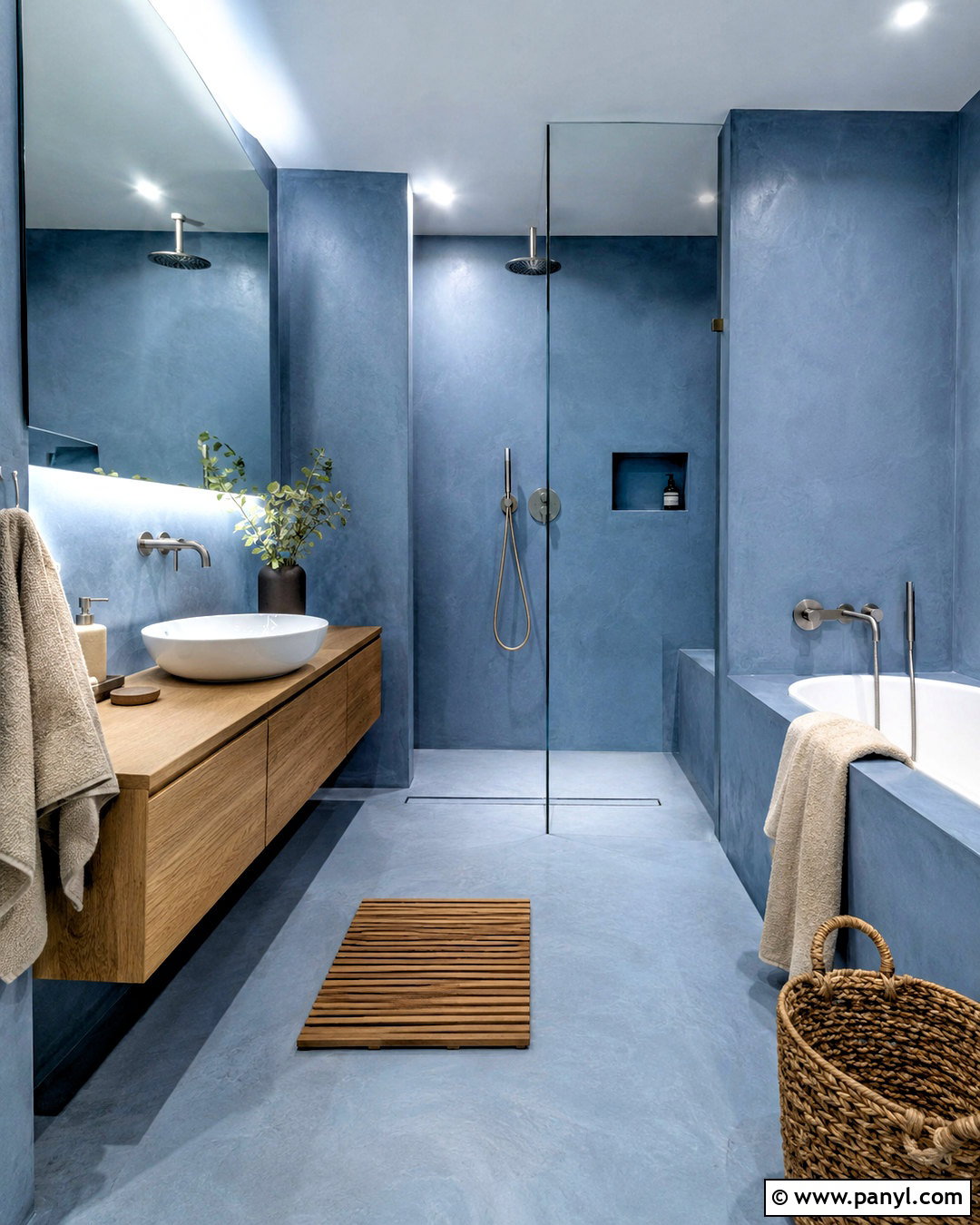 Blue Microcement Bathroom - 20 modern blue bathroom ideas