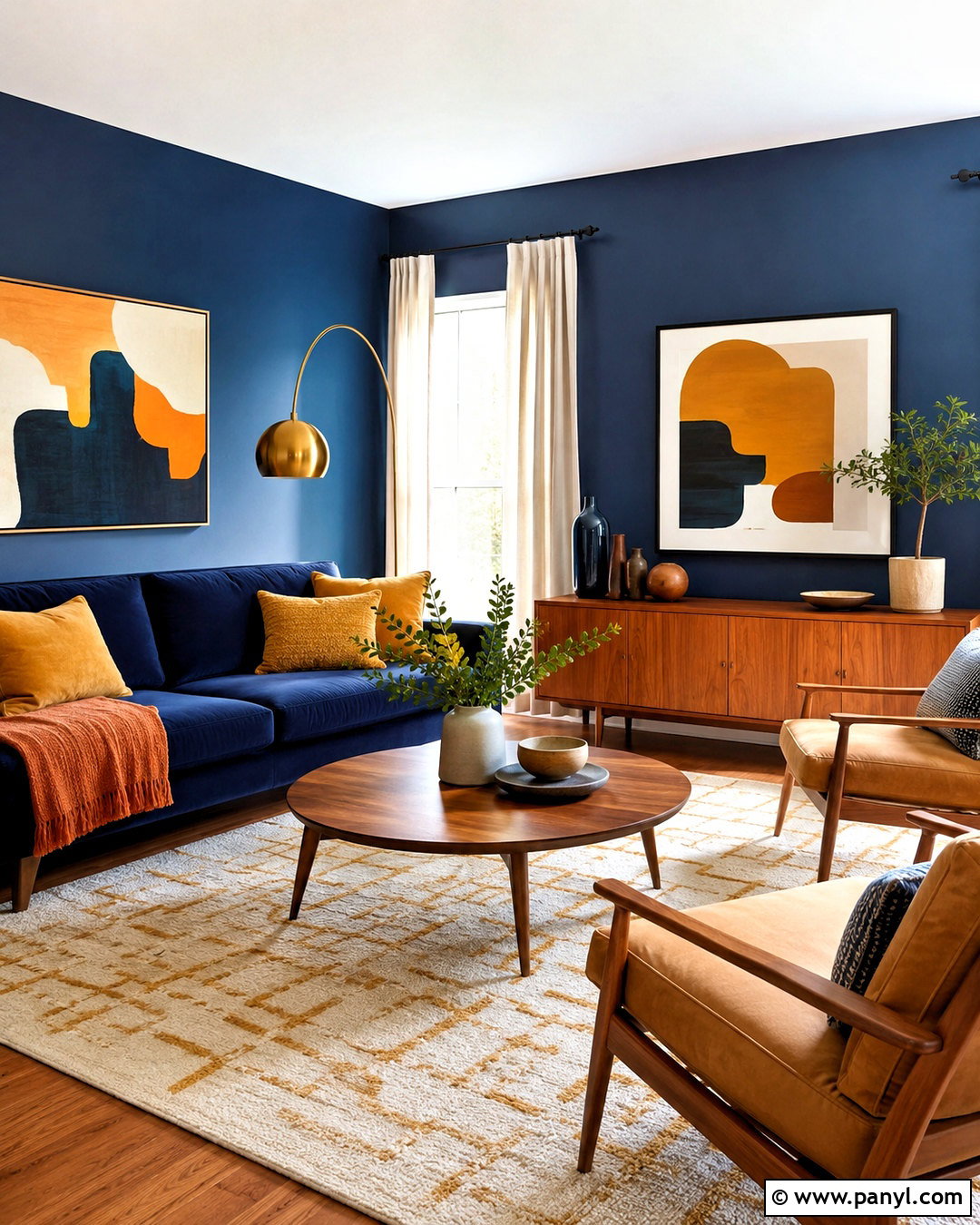 Blue Mid Century Modern Living Room - 20 mid century modern living room ideas