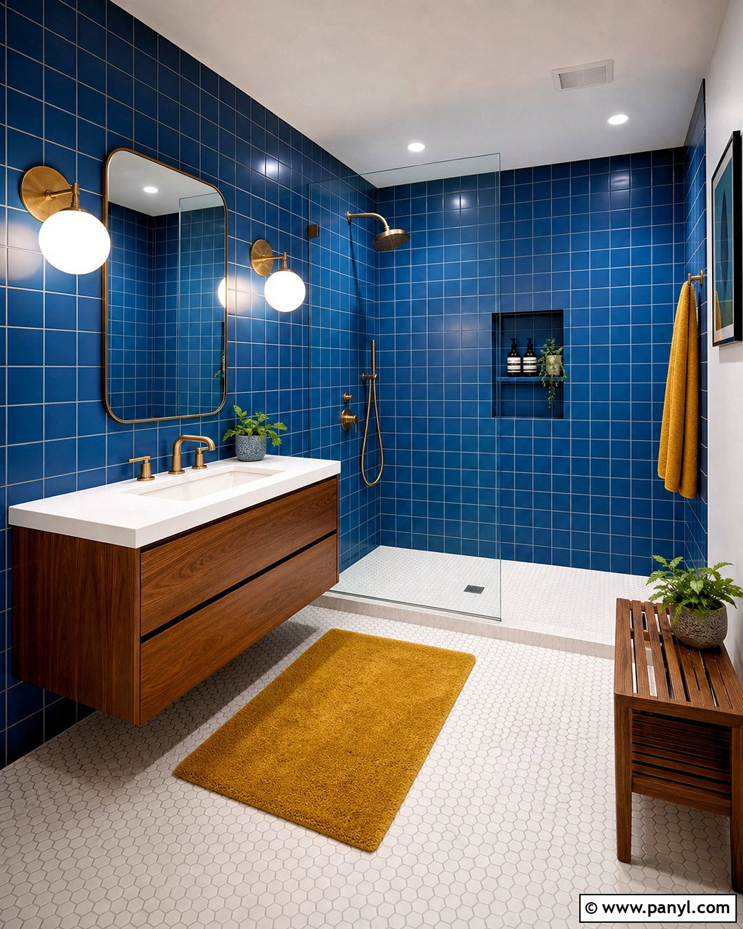 Blue Midcentury Bathroom - 20 bathroom remodel blue ideas