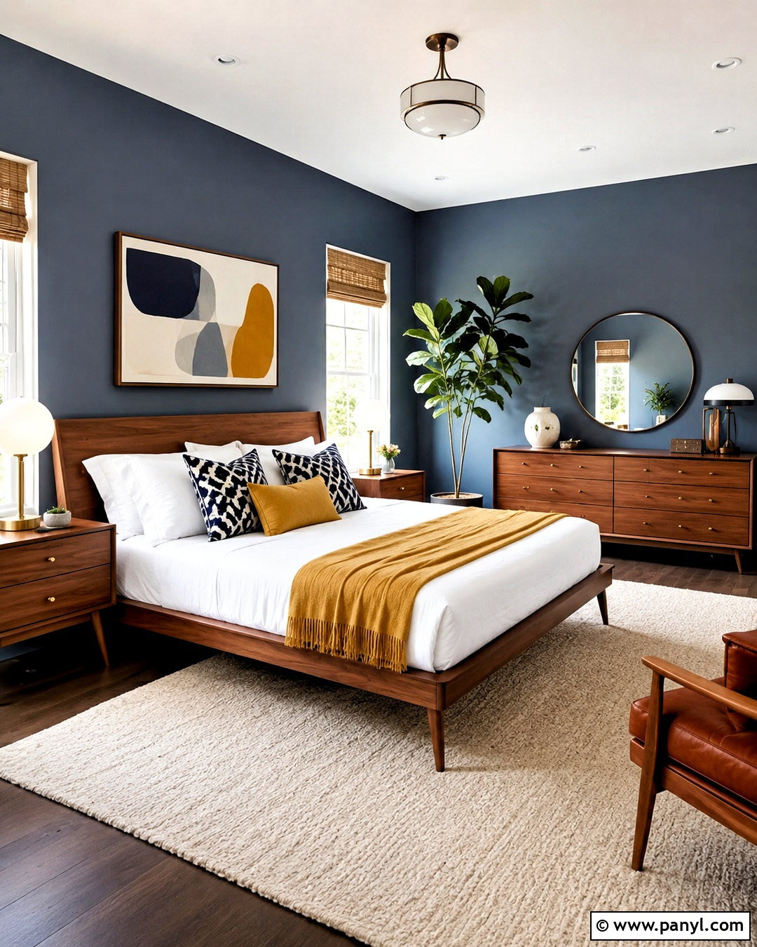 Blue Midcentury Modern Bedroom - 20 blue color bedroom ideas
