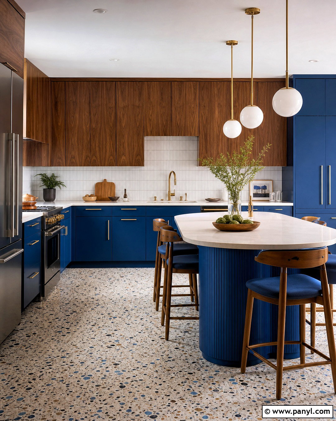 Blue Midcentury Modern Kitchen - 20 kitchen with blue accents