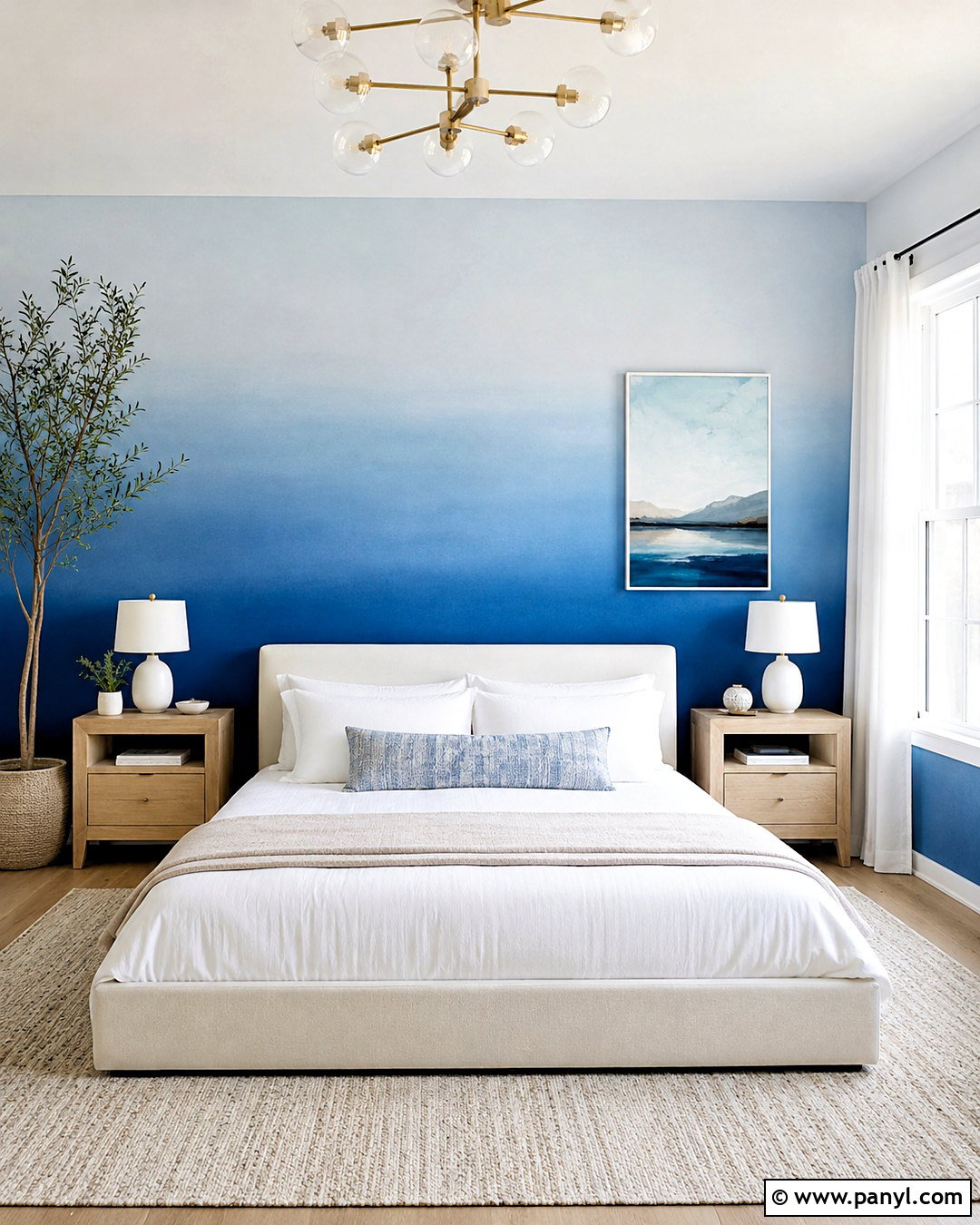 Blue Minimalist Bedroom Accent Wall - 40 Blue Accent Wall Ideas