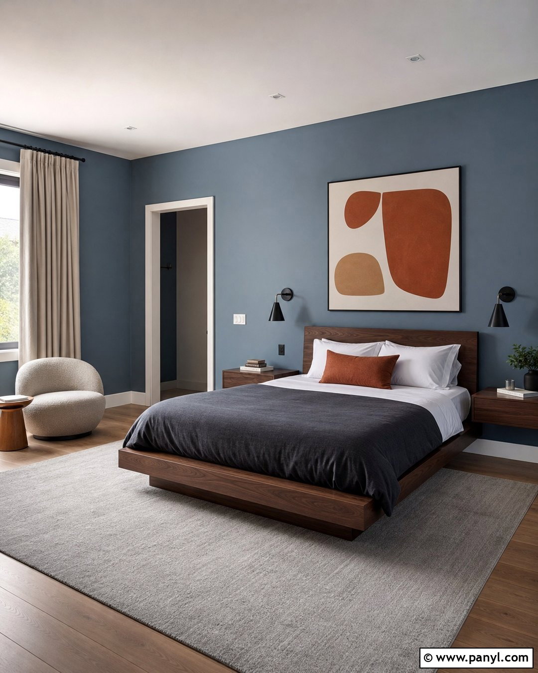 Blue Modern Bedroom - 30 blue walls room ideas