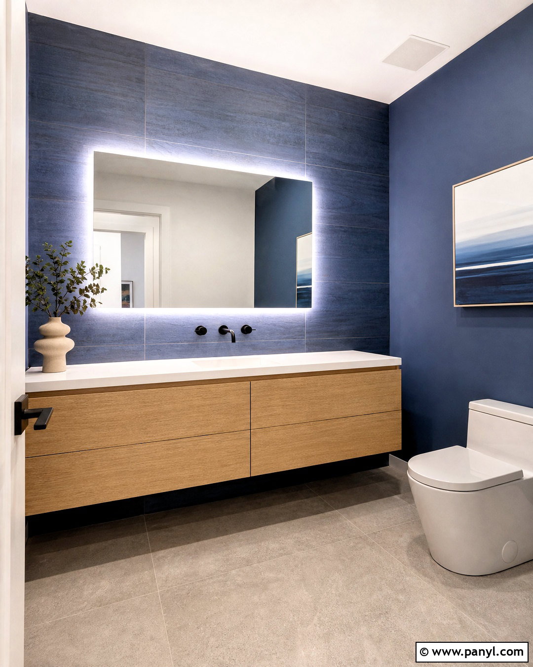 Blue Modern Half Bathroom - 20 blue half bathroom ideas