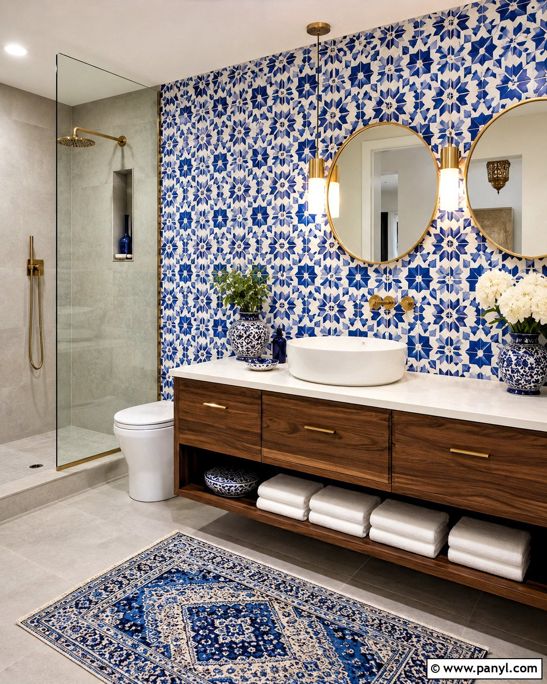 Blue Moroccan Print Bathroom - 20 moroccan print ideas