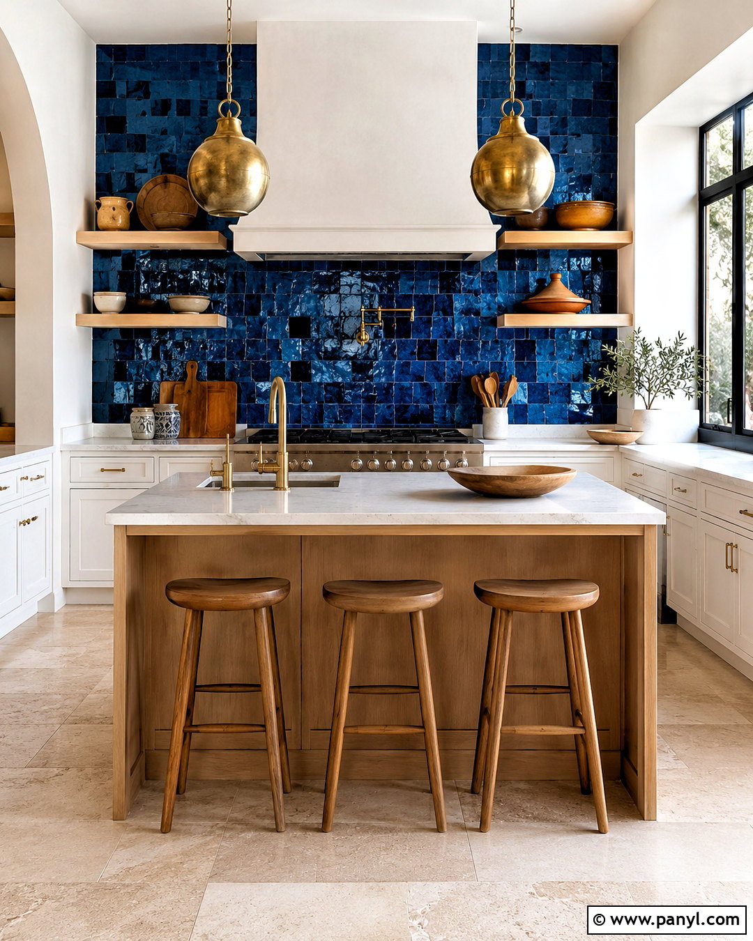 Blue Moroccan Zellige Kitchen - 20 morroco interior design ideas