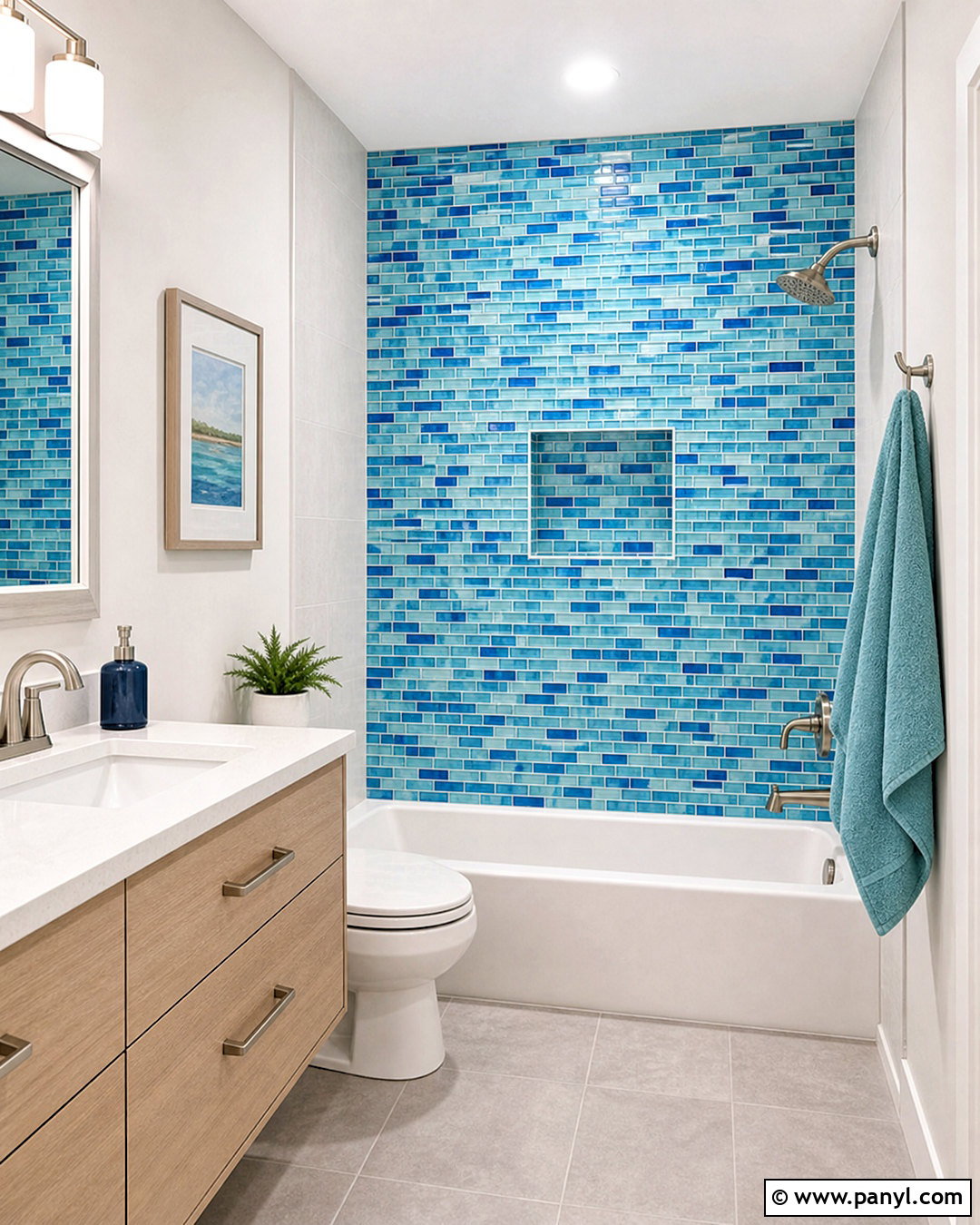 Blue Mosaic Bathroom Accent Wall - 20 blue accent wall bathroom ideas