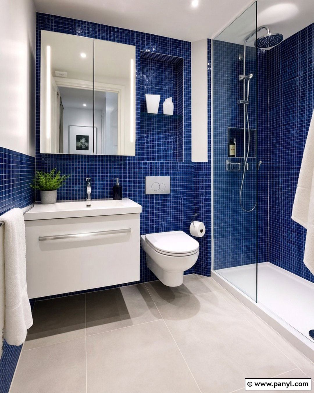 Blue Mosaic Small Bathroom - 20 Modern Bathroom With Blue Mosaic Wall Ideas
