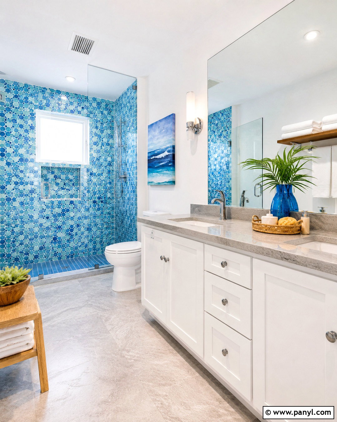 Blue Mosaic Tile Bathroom - 20 coastal blue bathroom ideas