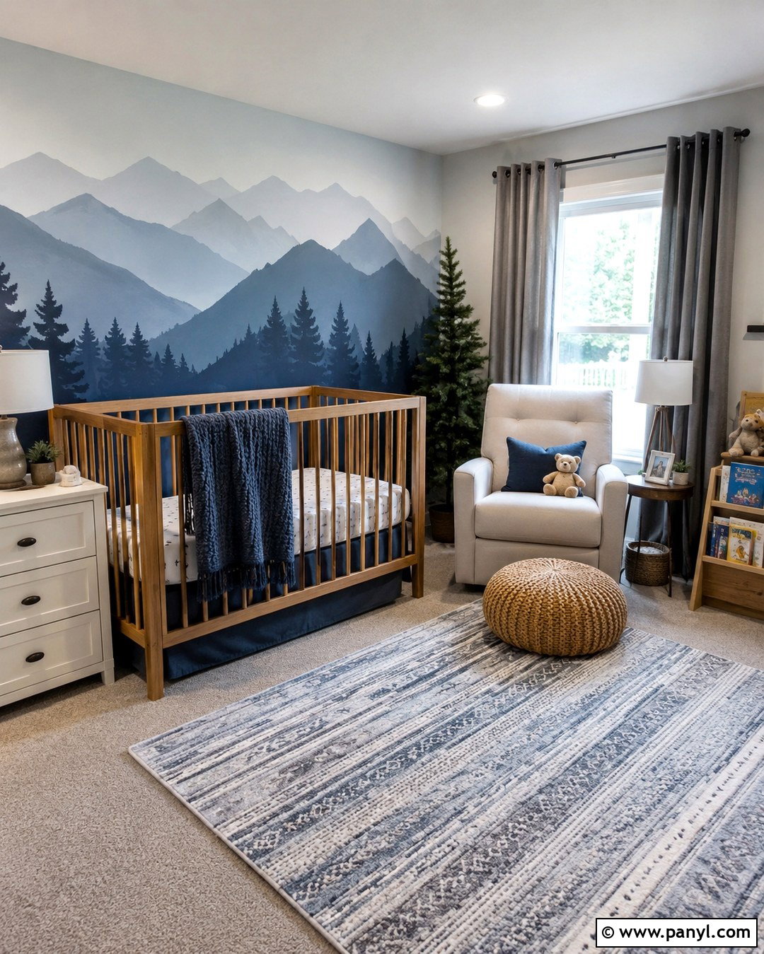 Blue Mountain Mural Nursery - 20 Blue Accent Wall Nursery Baby Boy Ideas