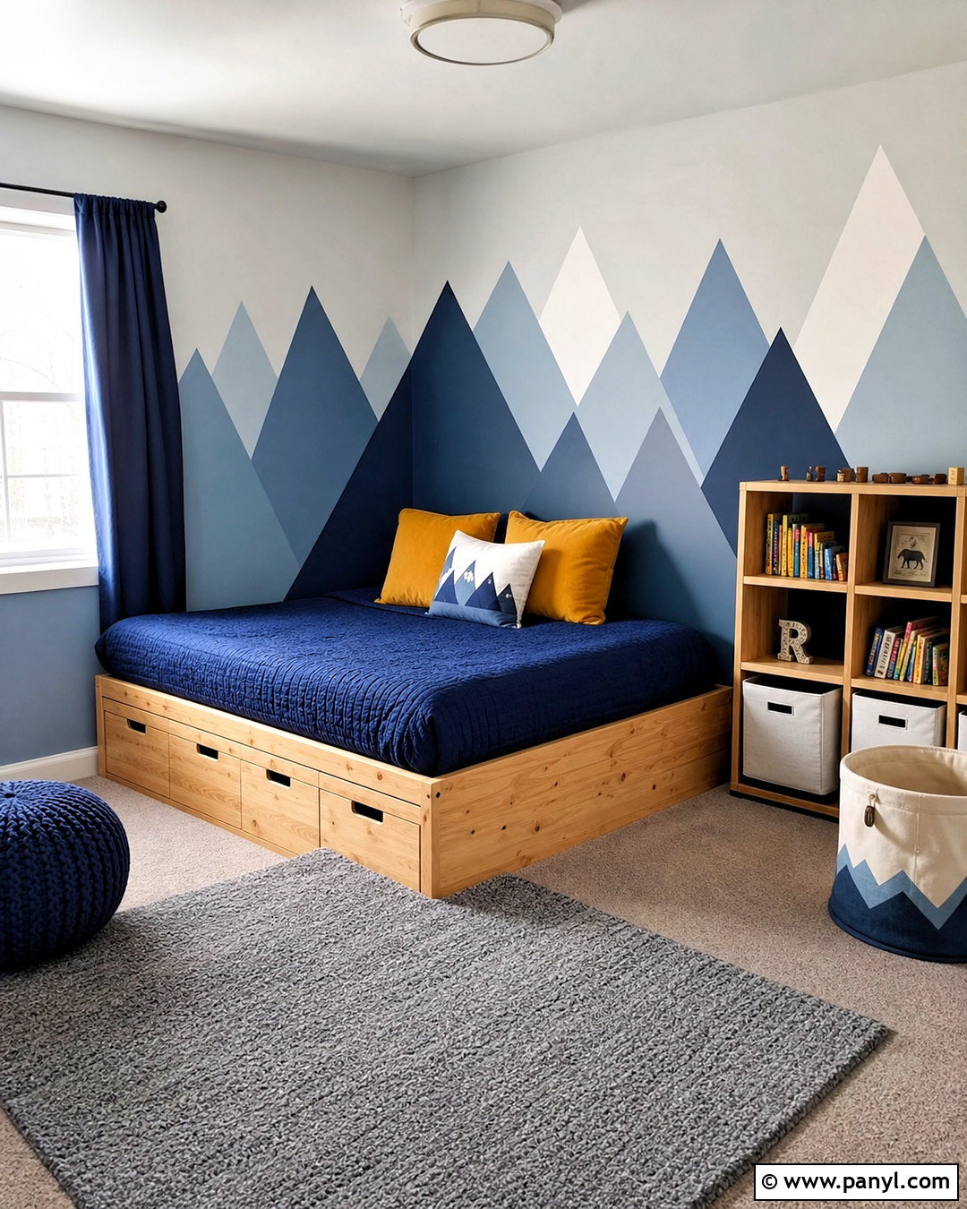 Blue Mountain Triangle Wall Kids Bedroom - 20 triangle painted wall ideas