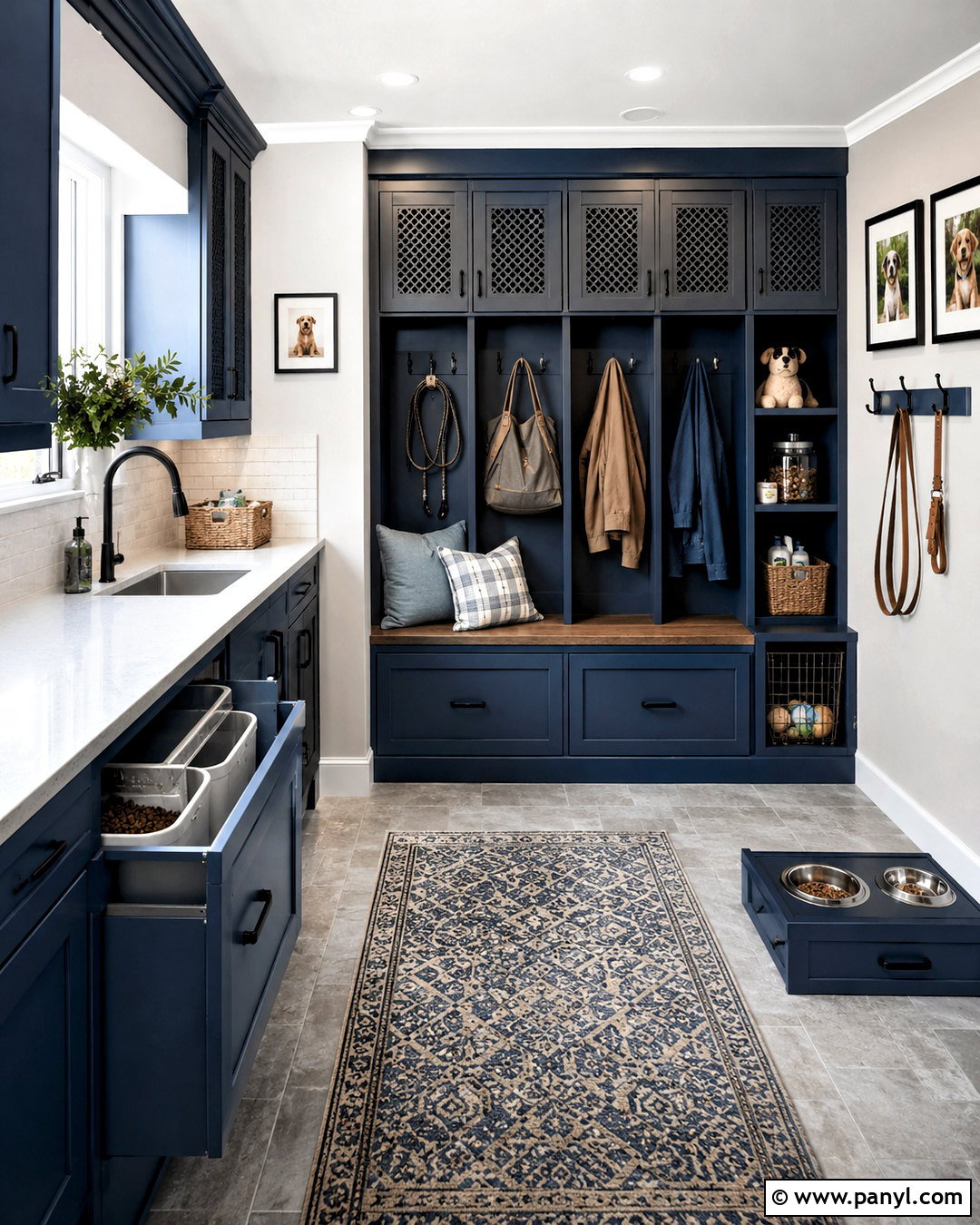 Blue Mudroom With Dog Station - 20 blue mudroom ideas