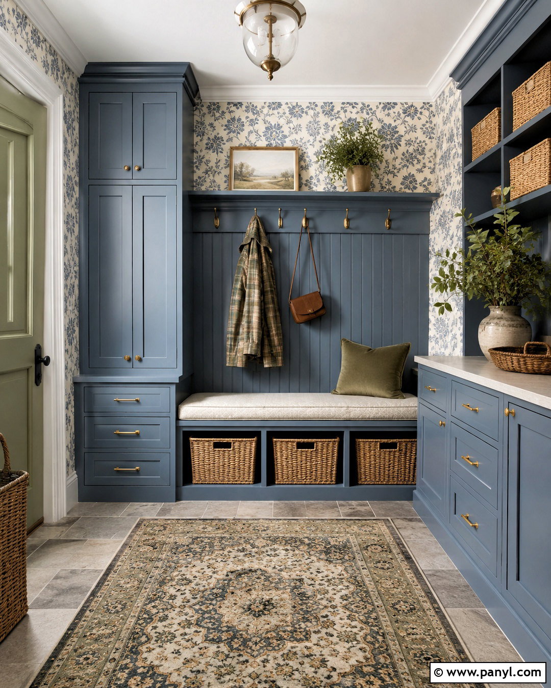 Blue Mudroom With Wallpaper - 20 blue mudroom ideas