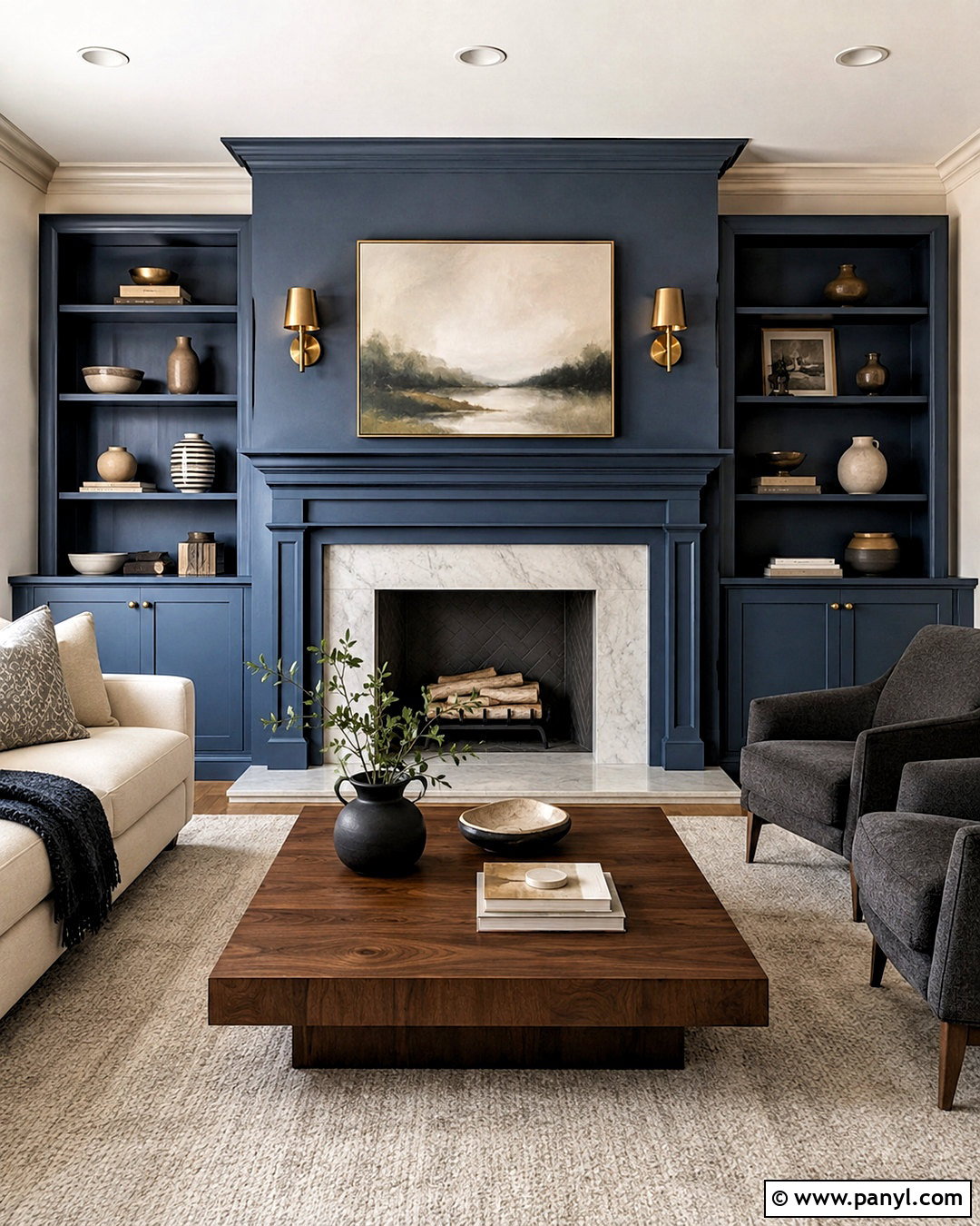 Blue Note Fireplace Room - 20 deep blue paint colors