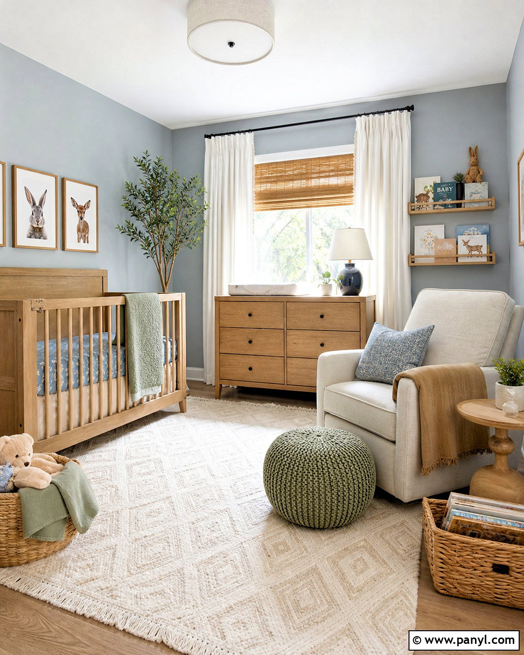 Blue Nursery With Natural Wood - 20 blue room design ideas