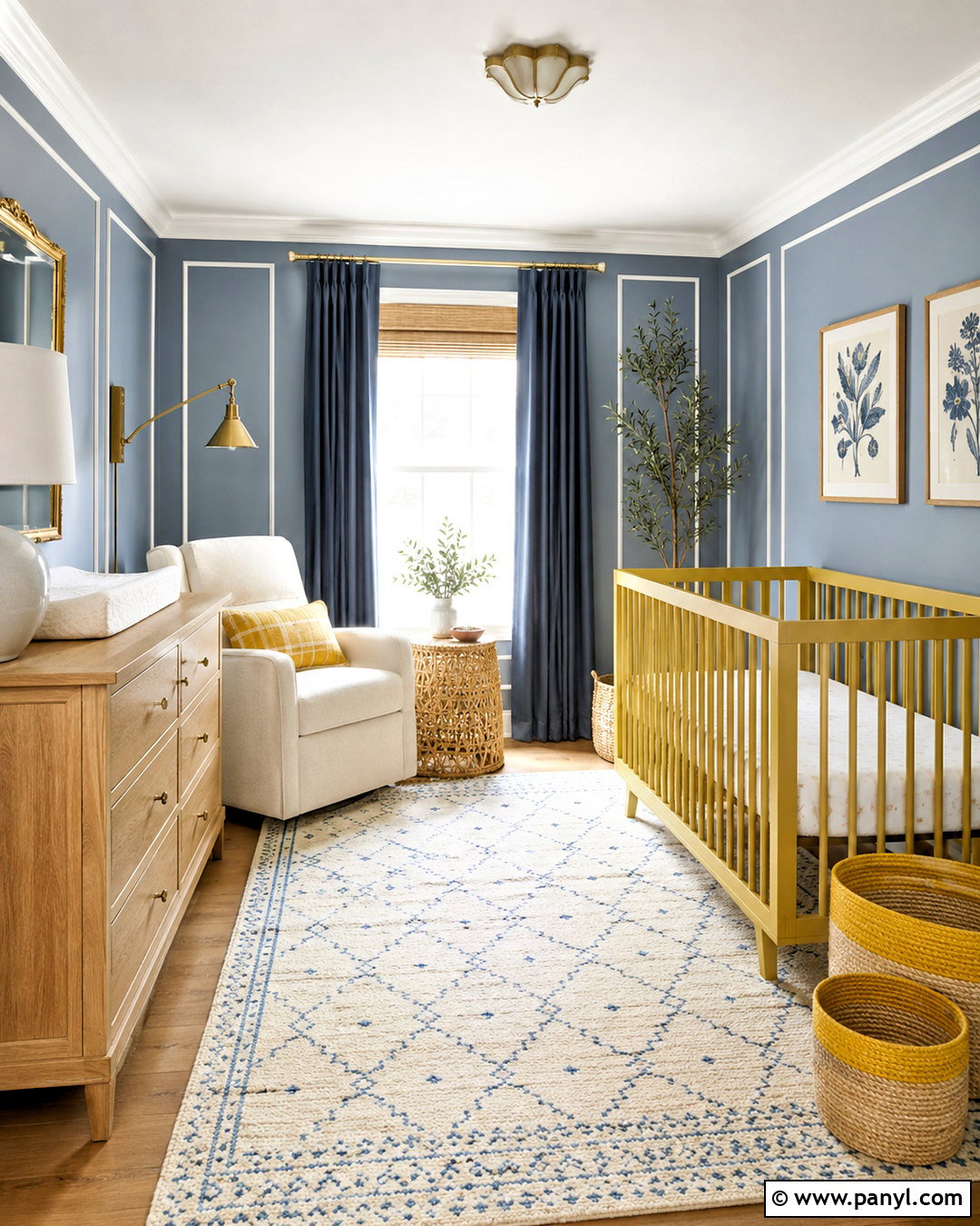 Blue Nursery With Yellow Crib - 20 blue and yellow nursery ideas