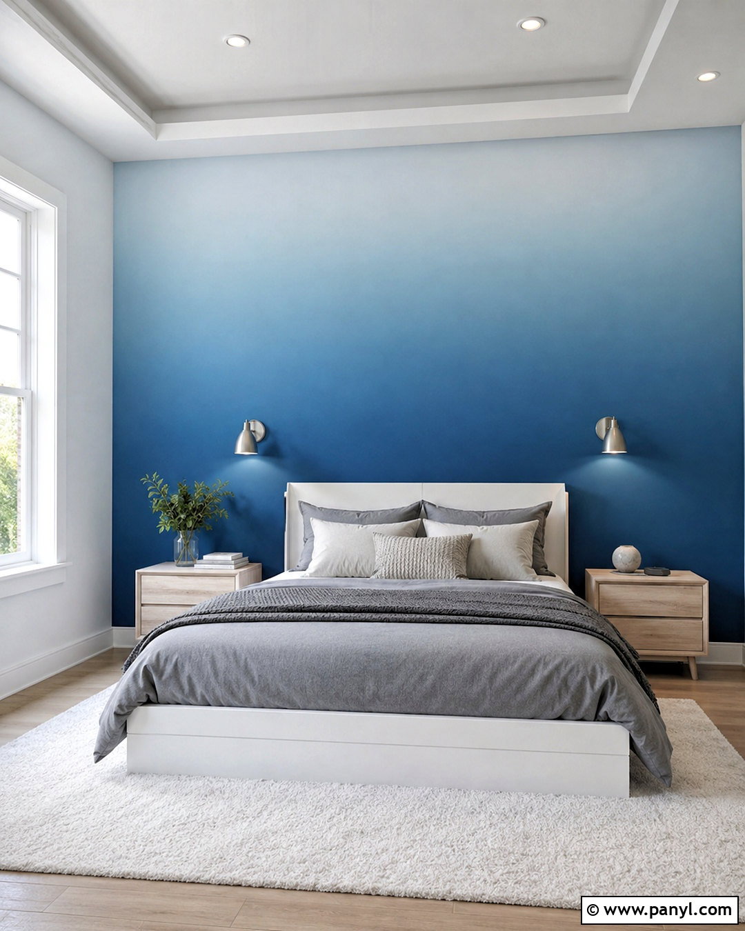 Blue Ombre Accent Wall - 20 cool tone accent wall ideas