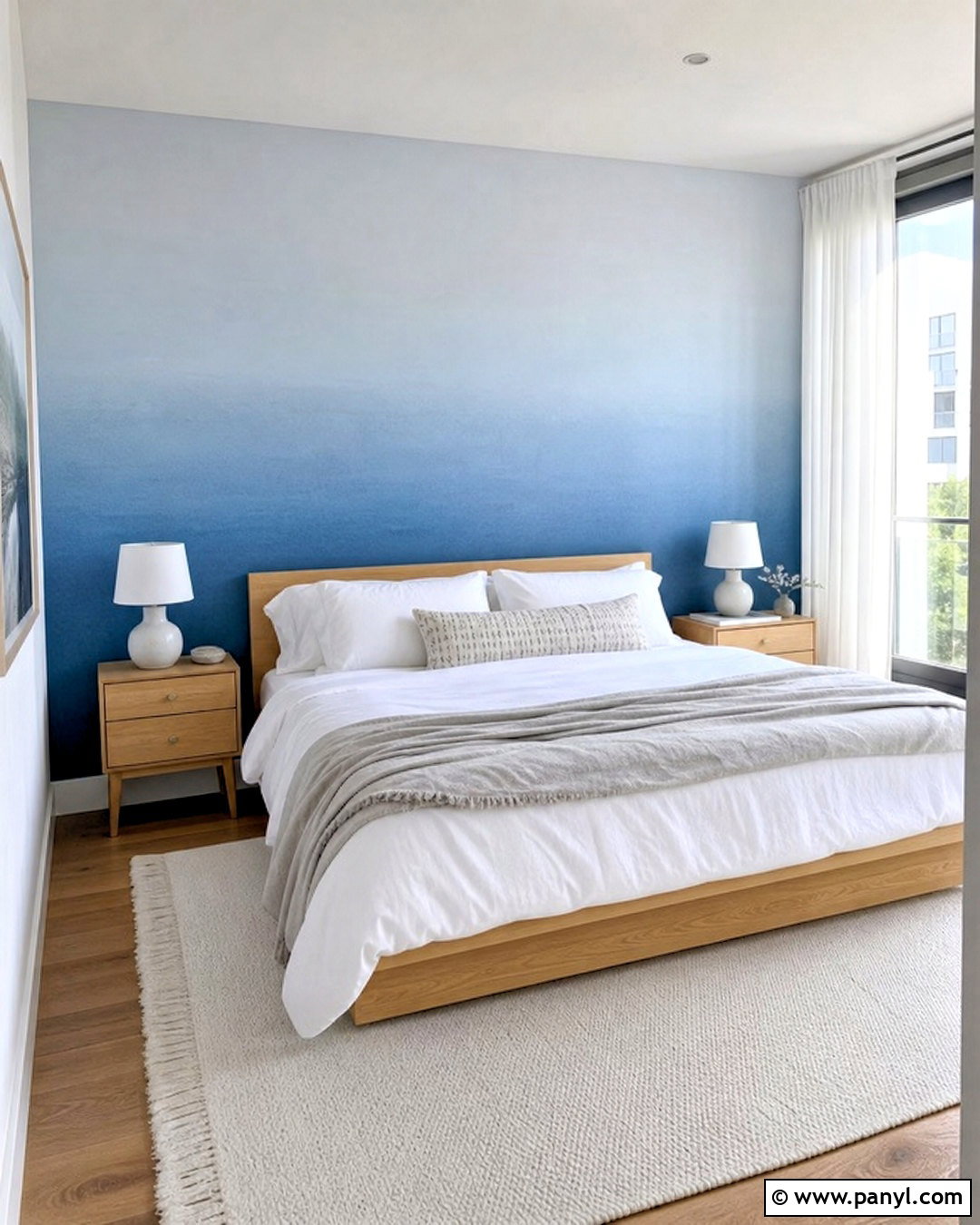Blue Ombre Bedroom Accent Wall - 20 apartment accent wall ideas