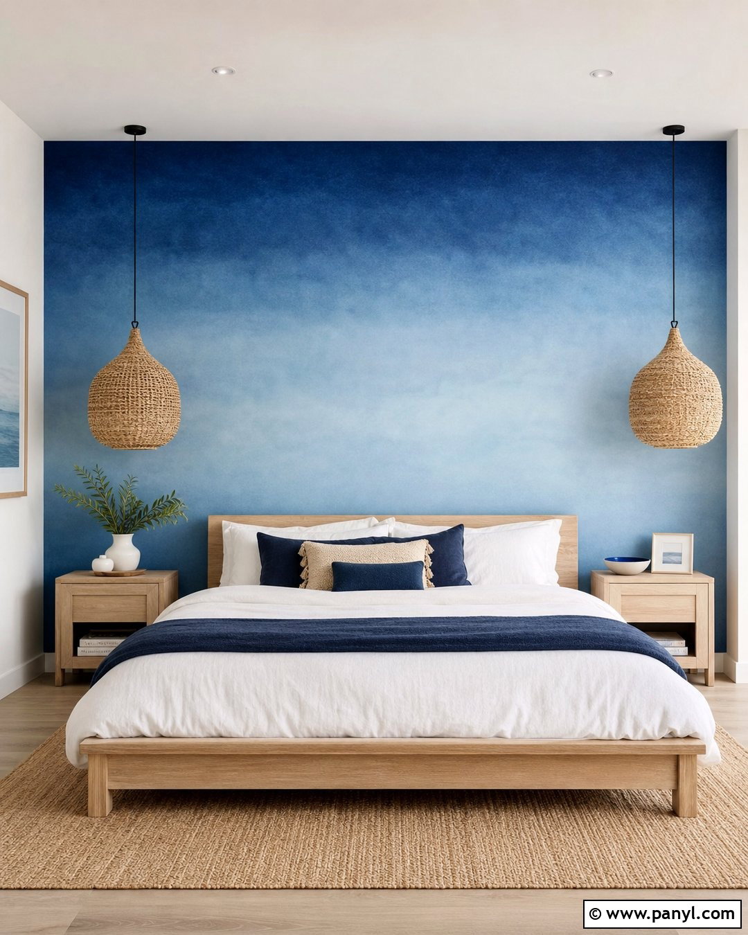 Blue Ombre Bedroom Accent Wall - 35 colorful accent wall ideas