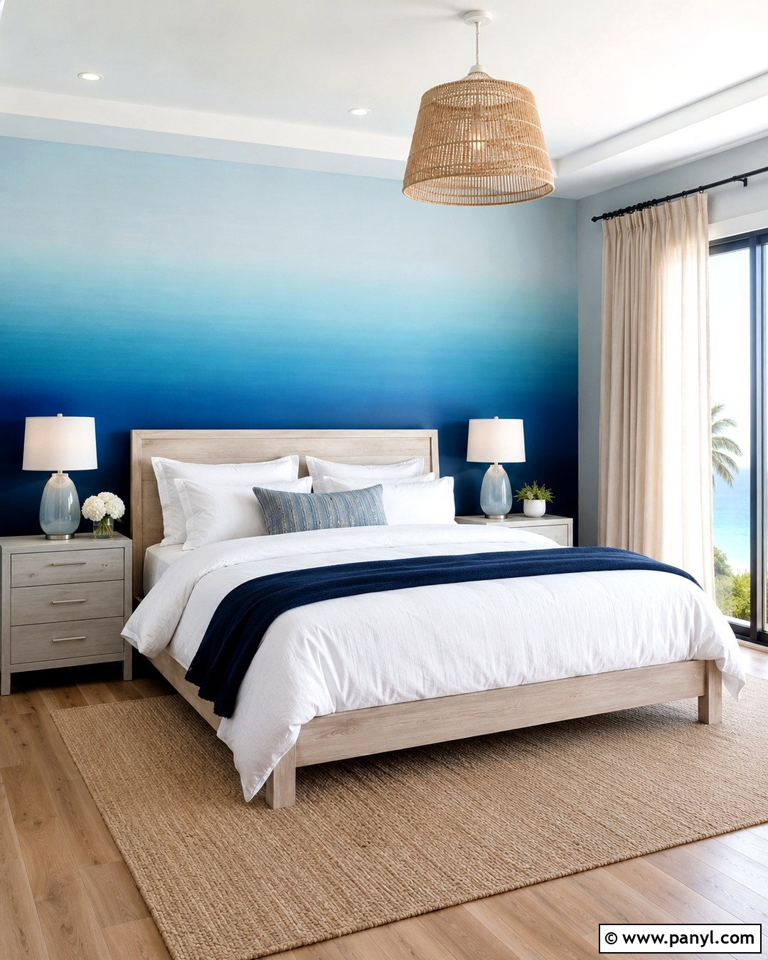 Blue Ombre Bedroom Wall - 20 Colorful Interior Walls