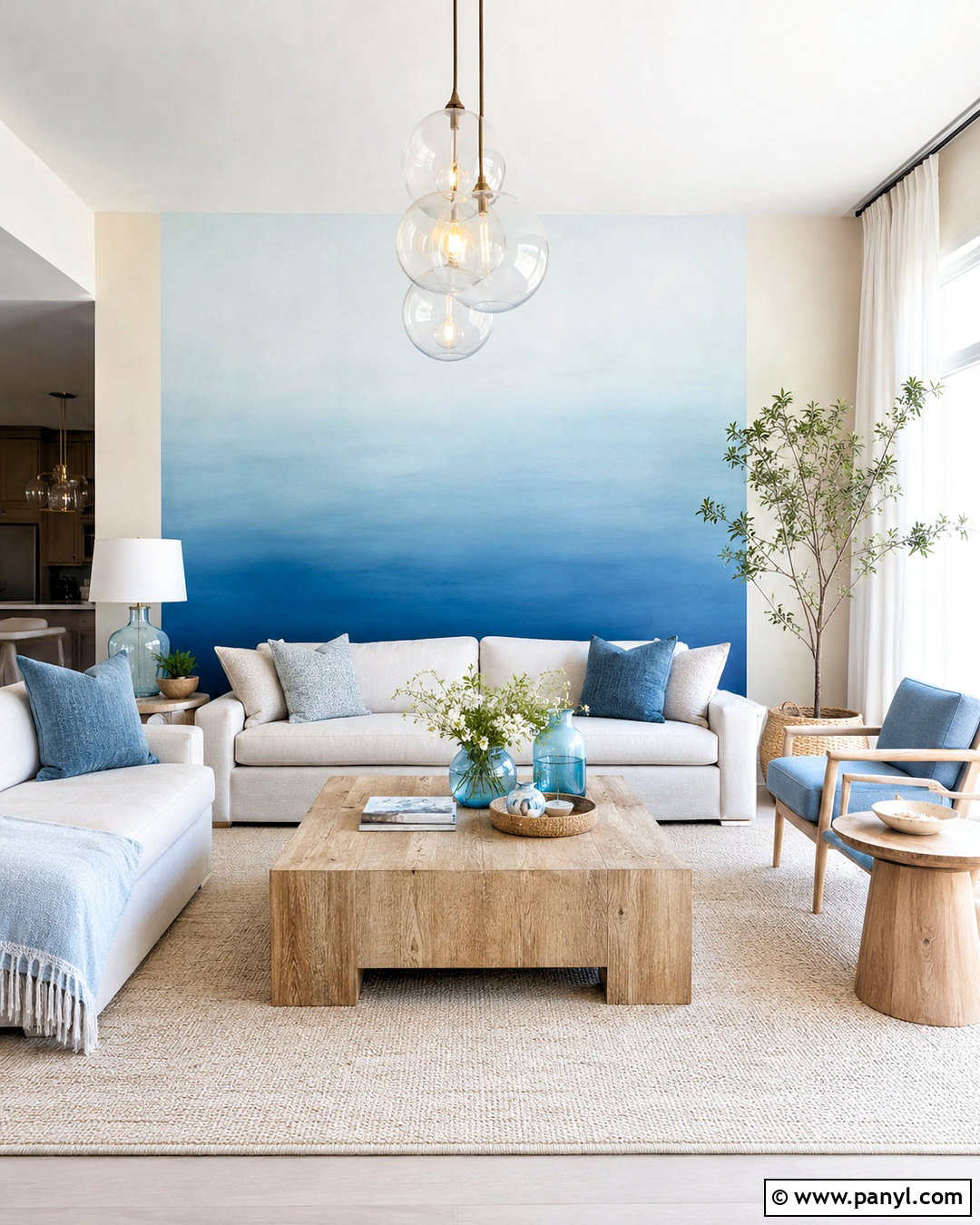 Blue Ombre Living Hall Walls - 20 living hall wall painting ideas