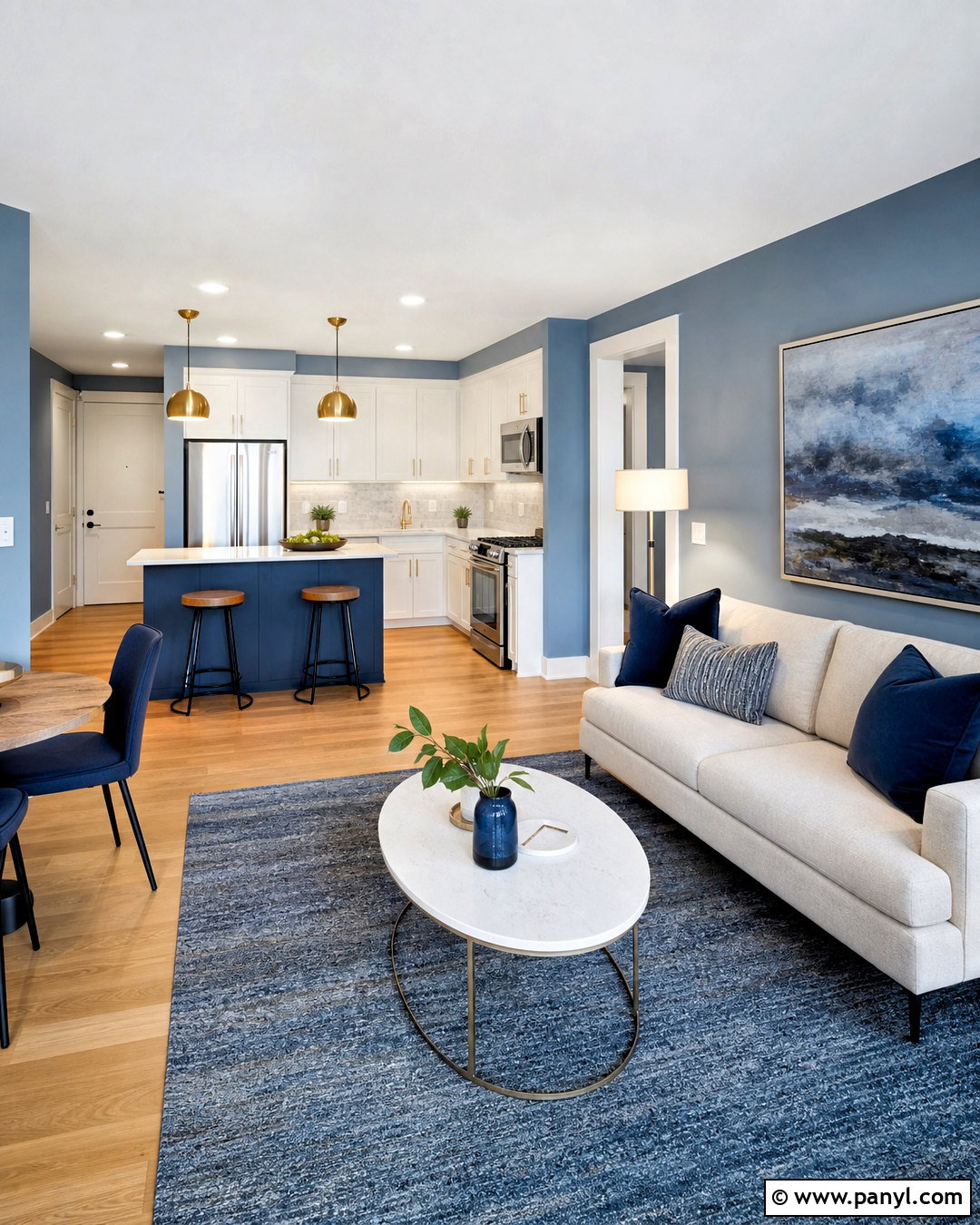Blue Open Plan Apartment - 20 blue color room ideas