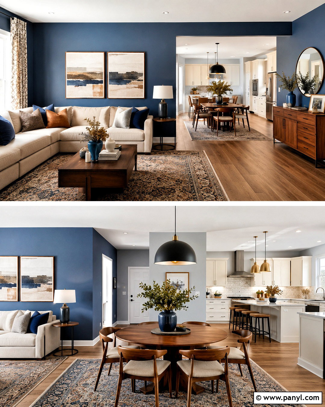 Blue Open Plan Living Space - 40 blue wall paint ideas