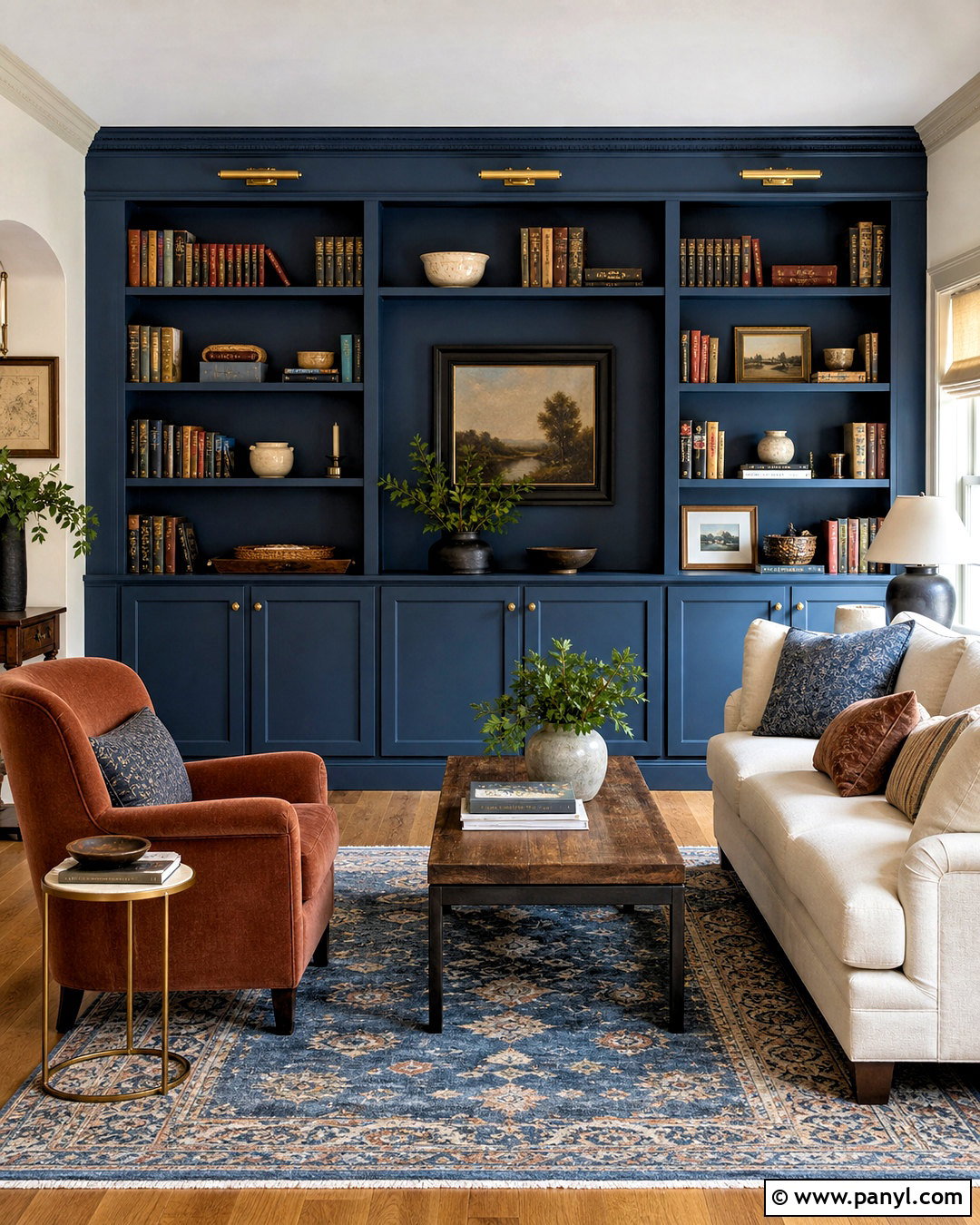 Blue Paint Built-In Bookcases - 20 blue interior paint ideas